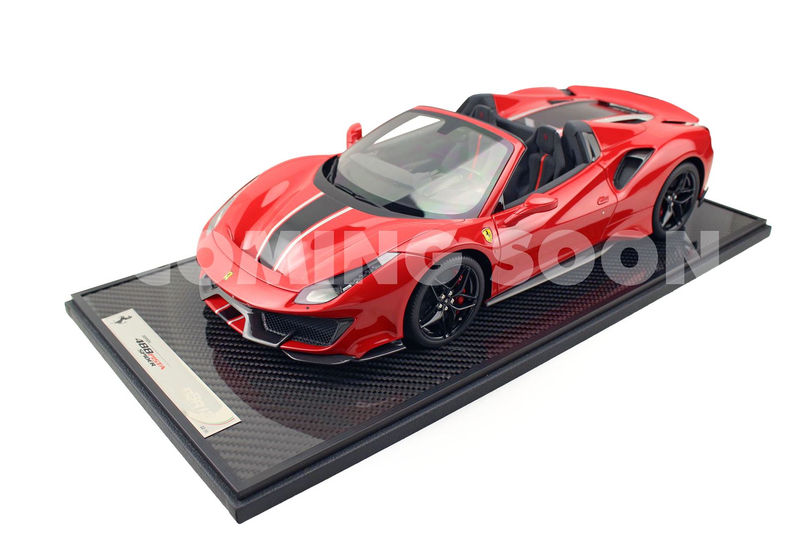 1/12 BBR Ferrari 488 Pista Spider Open roof - Rosso Corsa - black silver stripe LE 30 St. BBR1225B