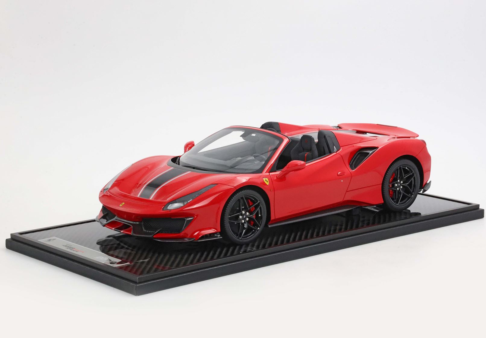 1/12 BBR Ferrari 488 Pista Spider Open roof - Rosso Corsa - black silver stripe LE 30 St. BBR1225B
