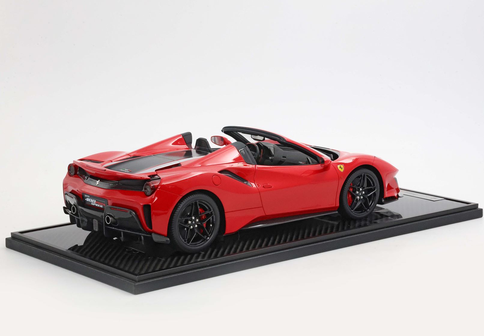 1/12 BBR Ferrari 488 Pista Spider Open roof - Rosso Corsa - black silver stripe LE 30 St. BBR1225B