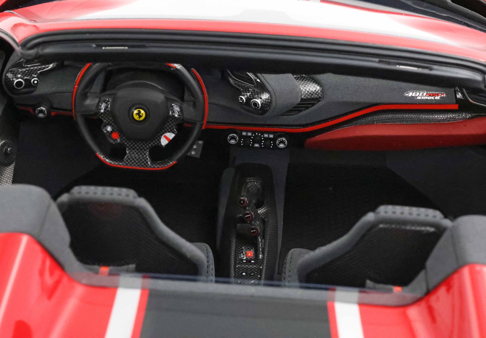1/12 BBR Ferrari 488 Pista Spider Open roof - Rosso Corsa - black silver stripe LE 30 pcs. BBR1225B