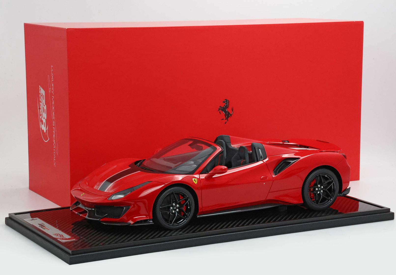1/12 BBR Ferrari 488 Pista Spider Open roof - Rosso Corsa - black silver stripe LE 30 pcs. BBR1225B