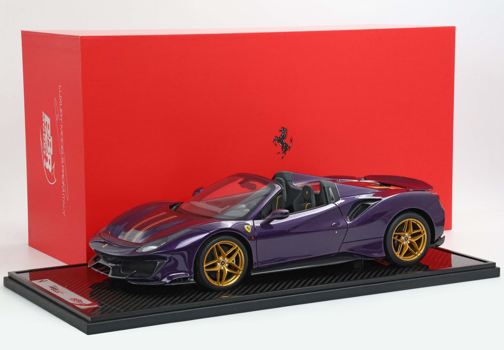 1/12 BBR Ferrari 488 Pista Spider Open roof - Viola Hong Kong - Gold LE 10 pcs. BBR1225E1