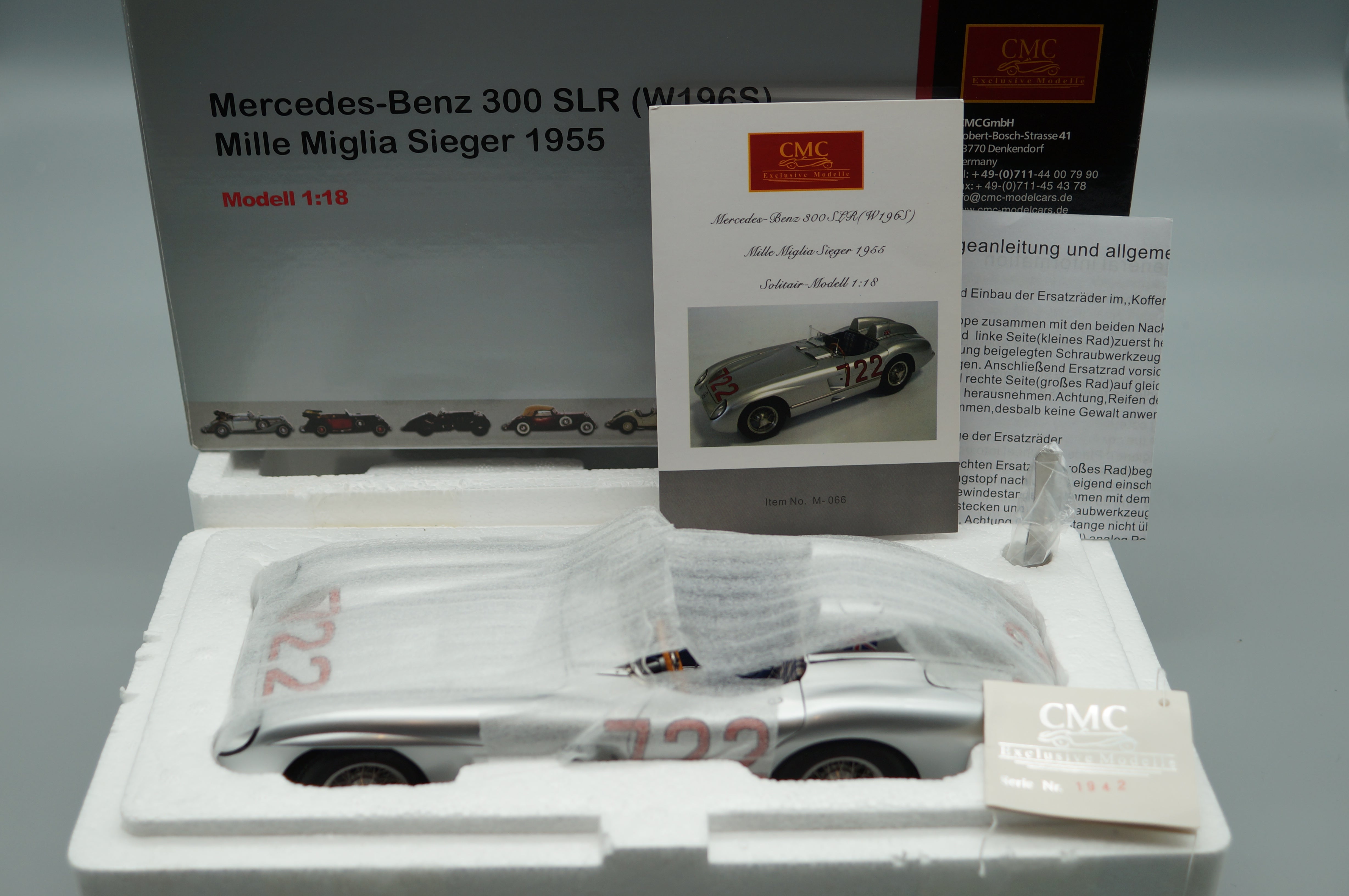 1/18 Mercedes-Benz 300SLR #722 Mille Miglia Stirling 1959 MOSS / JENKINS CMC M-066 -pre-owned- AA494