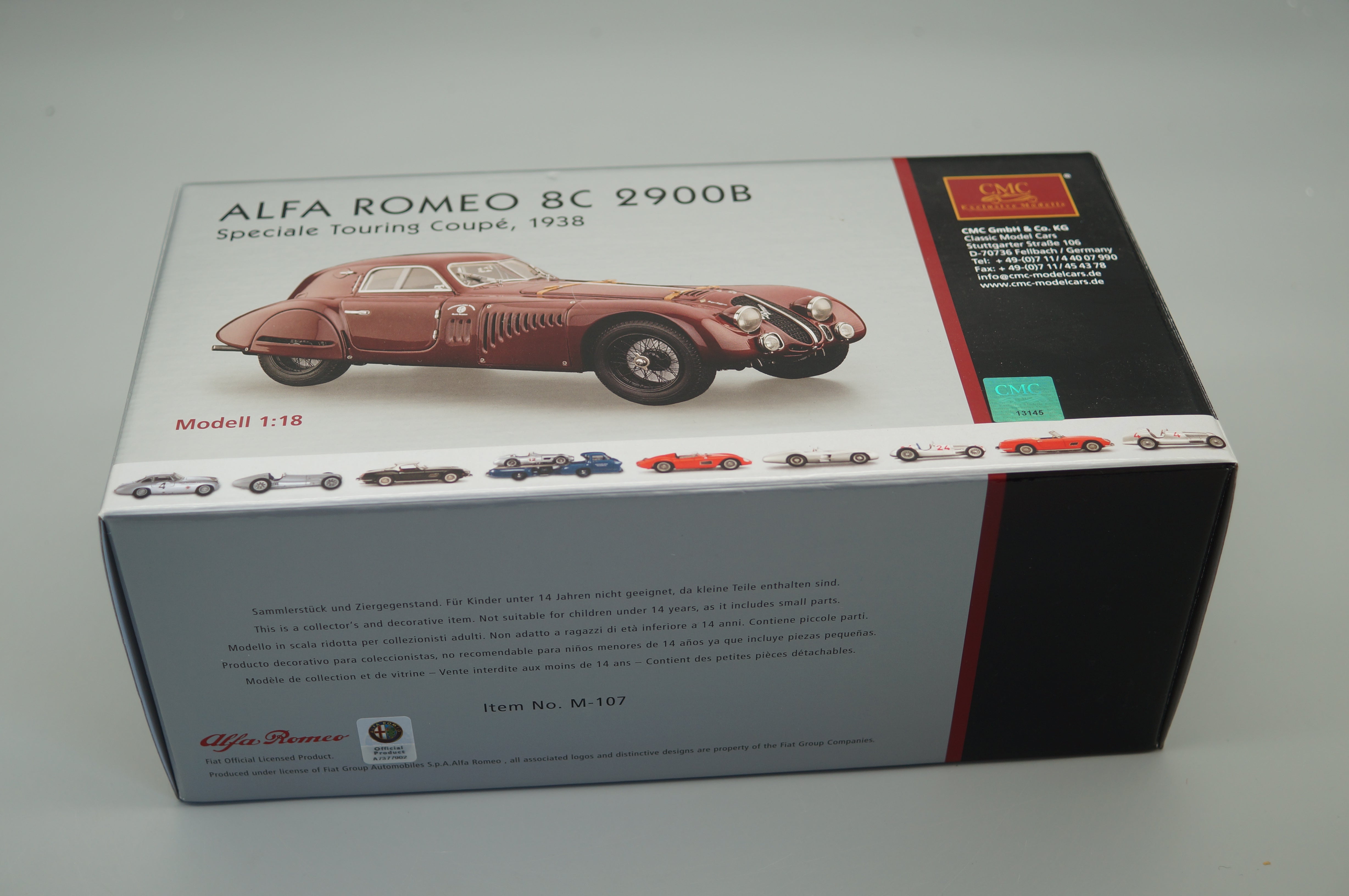 1/18 Alfa Romeo 8C 2900B Speciale Touring Coupe 1938 #2211 CMC M-107 -pre-owned