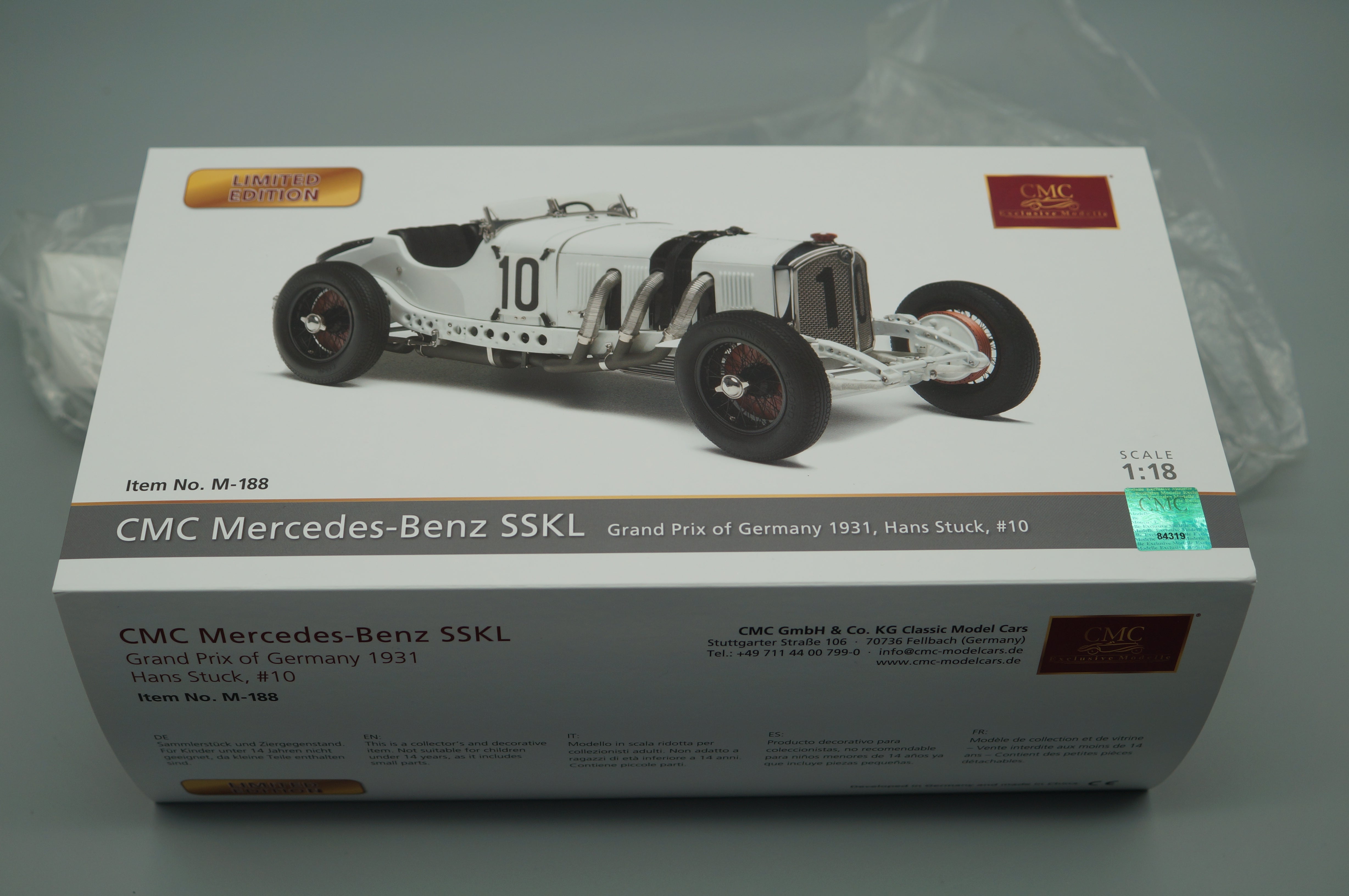 1/18 Mercedes-Benz SSKL #10 Mille Miglia 1931 Hans Stuck CMC M-188 - pre-owned- TS449