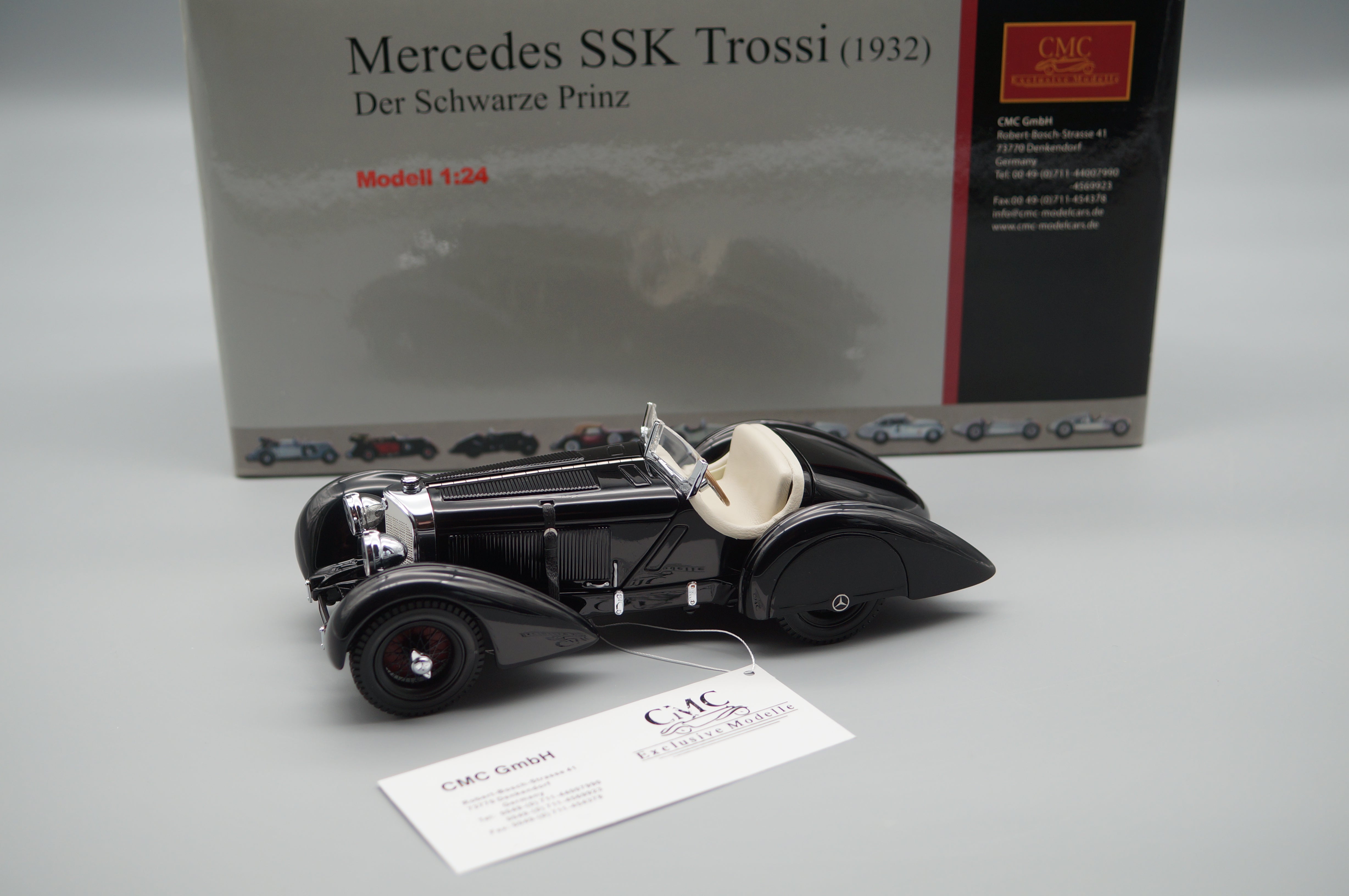 1/24 Mercedes-Benz SSK Trossi 'The Black Prince' CMC M-001 white interior 1/24
