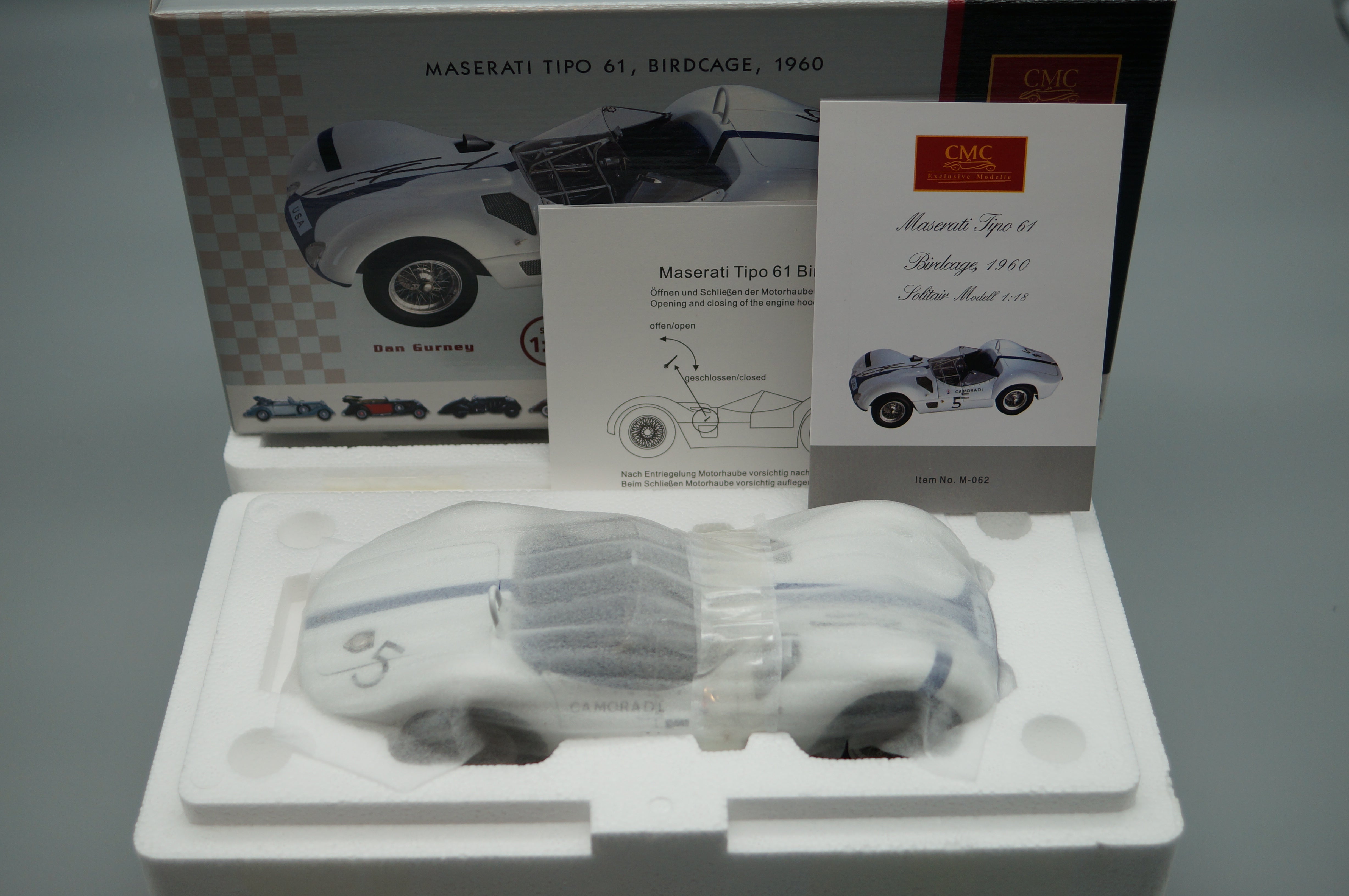 1/18 Maserati Birdcage #5 signed by Dan Gurney CMC M-062