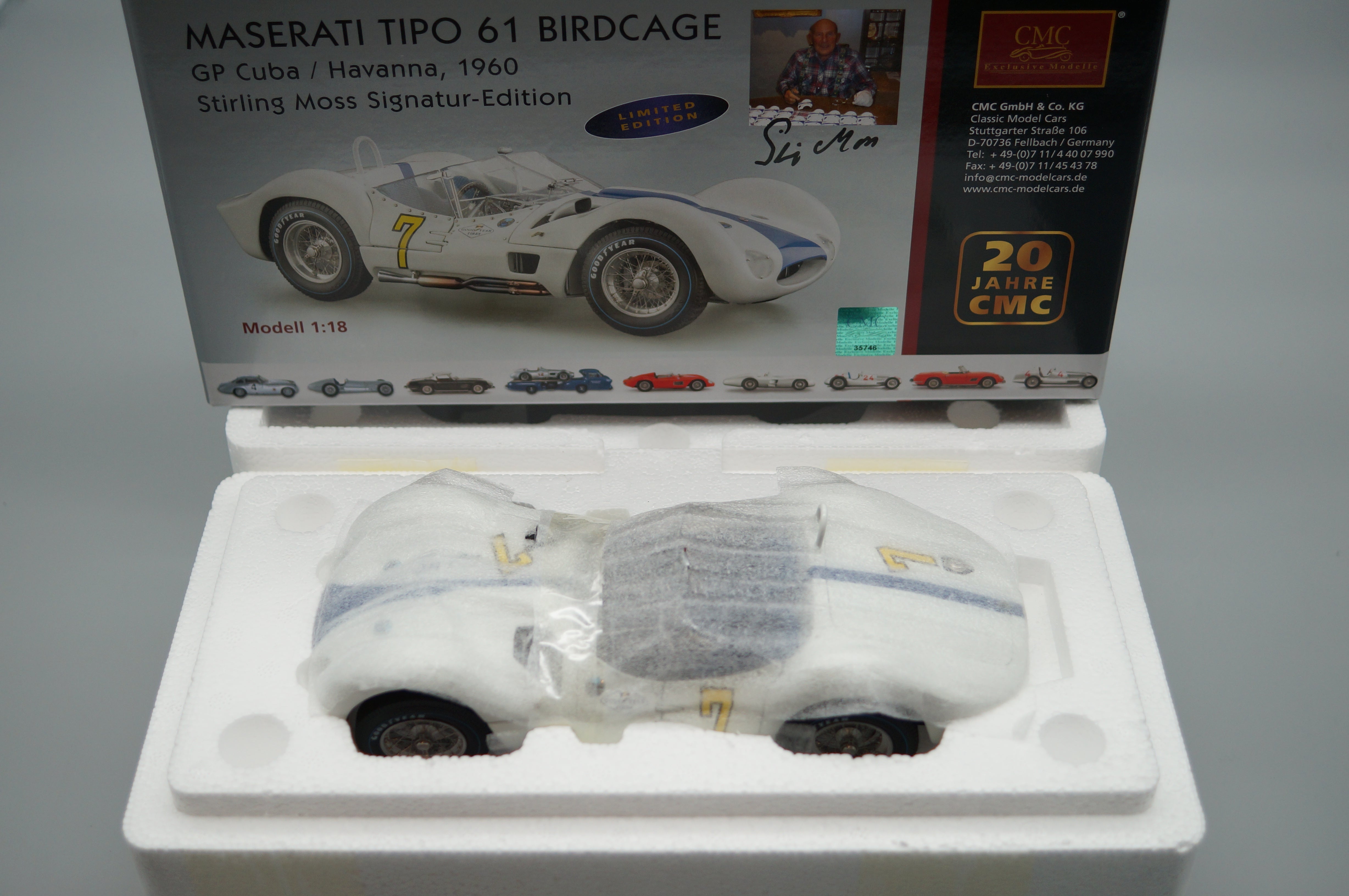 1/18 Maserati Tipo 61 Birdcage #7 GP Cuba Signature Edition Stirling Moss CMC M-149