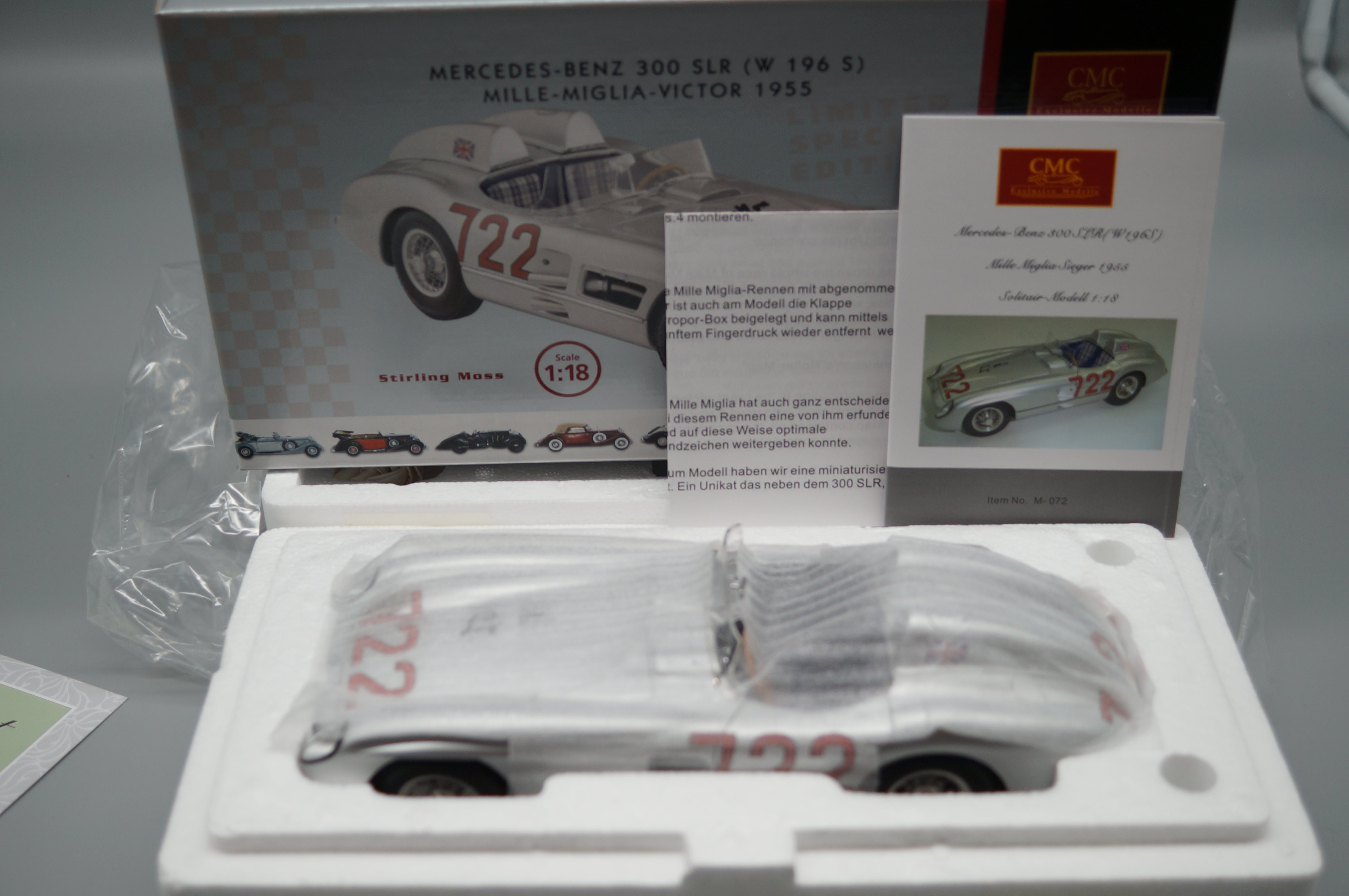 1/18 Mercedes-Benz 300SLR #722 Mille Miglia Stirling MOSS Signatur Edition CMC M-072 LE 722 Stück
