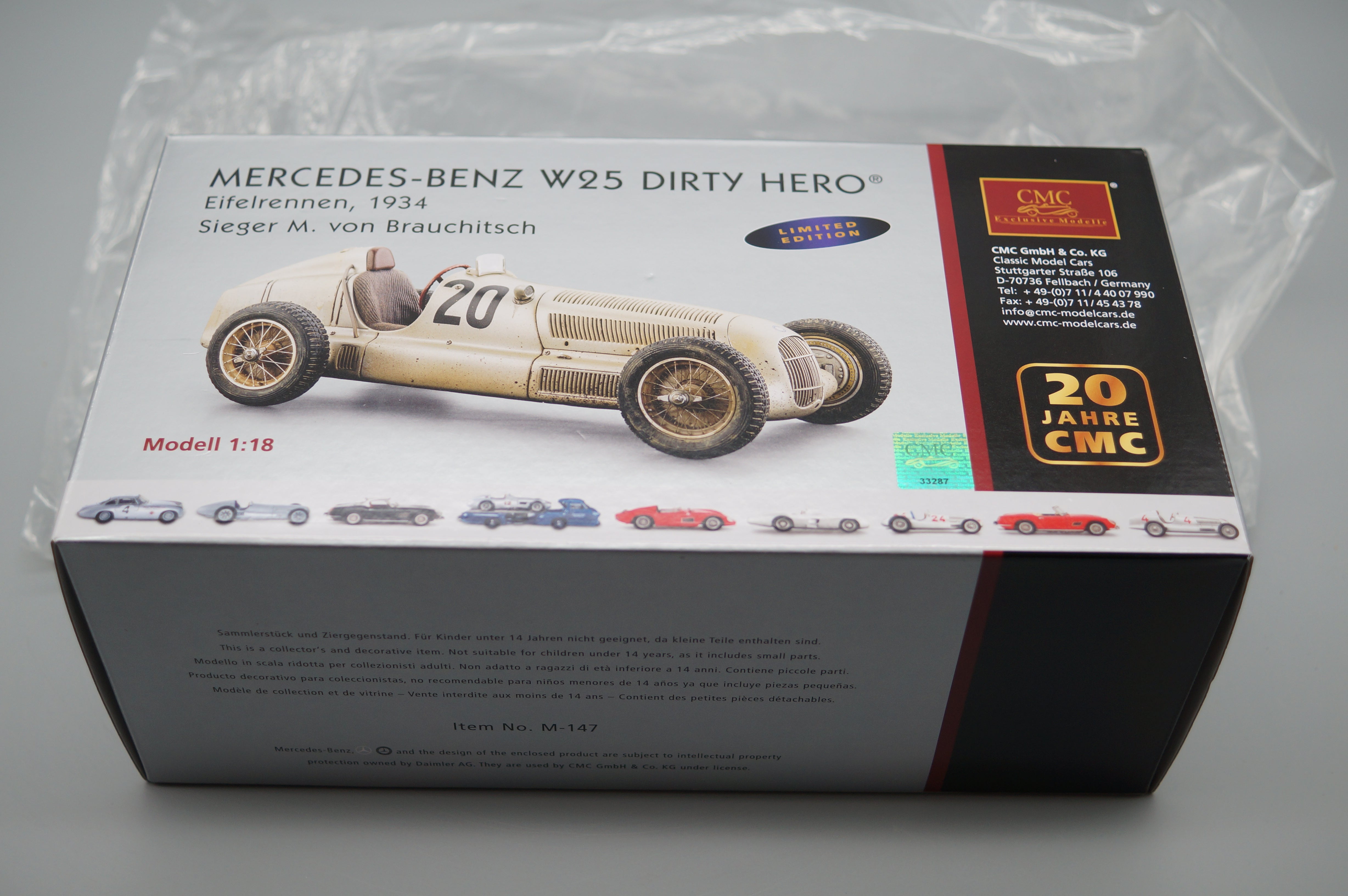 1/18 Mercedes-Benz W25 #20 'Dirty Hero' collectors edition 20 years CMC M-147 LE 1000 pcs