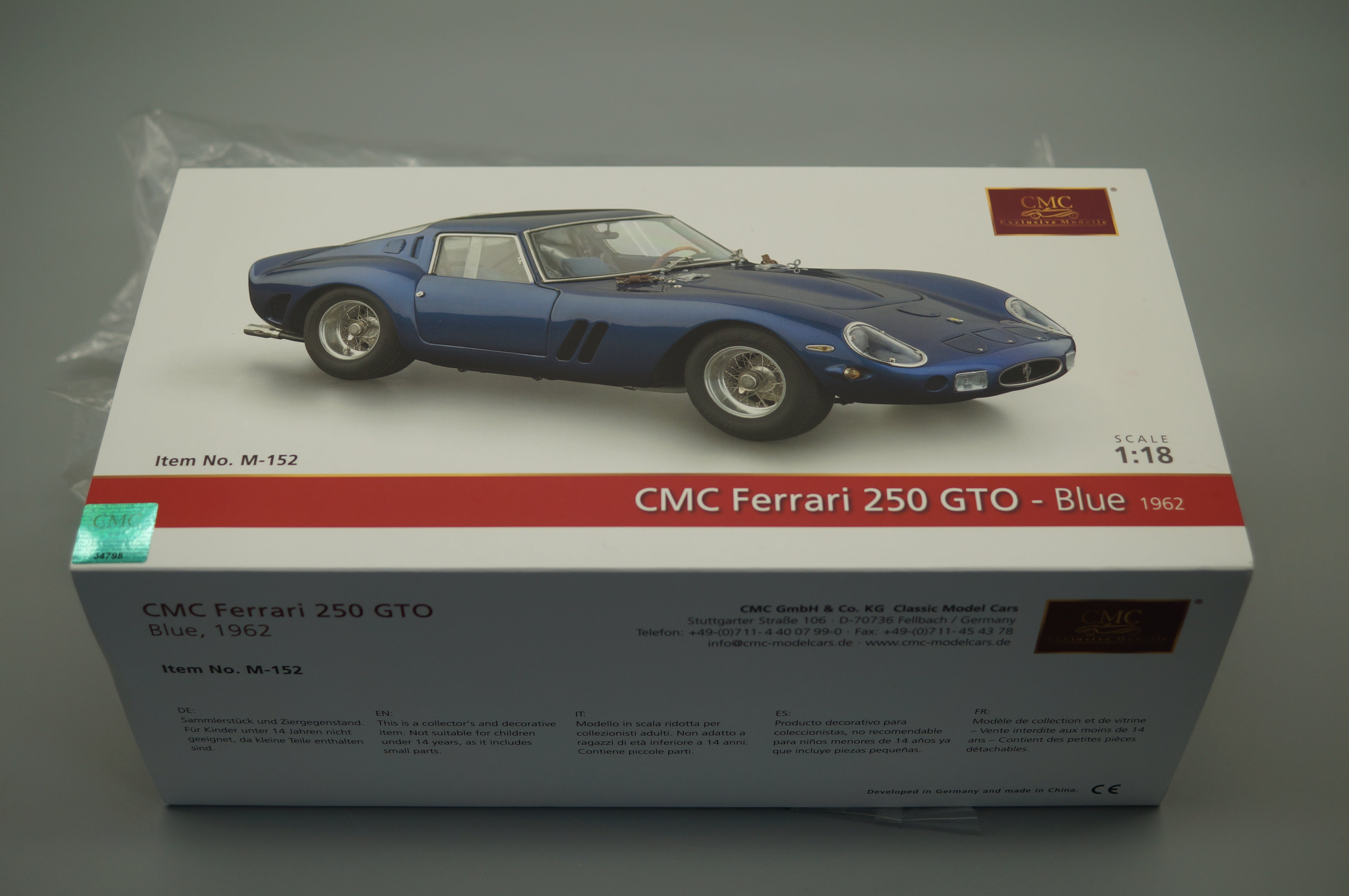 1/18 CMC Ferrari 250 GTO 1962 BLUE #1782 CMC M-152 -pre-owned-