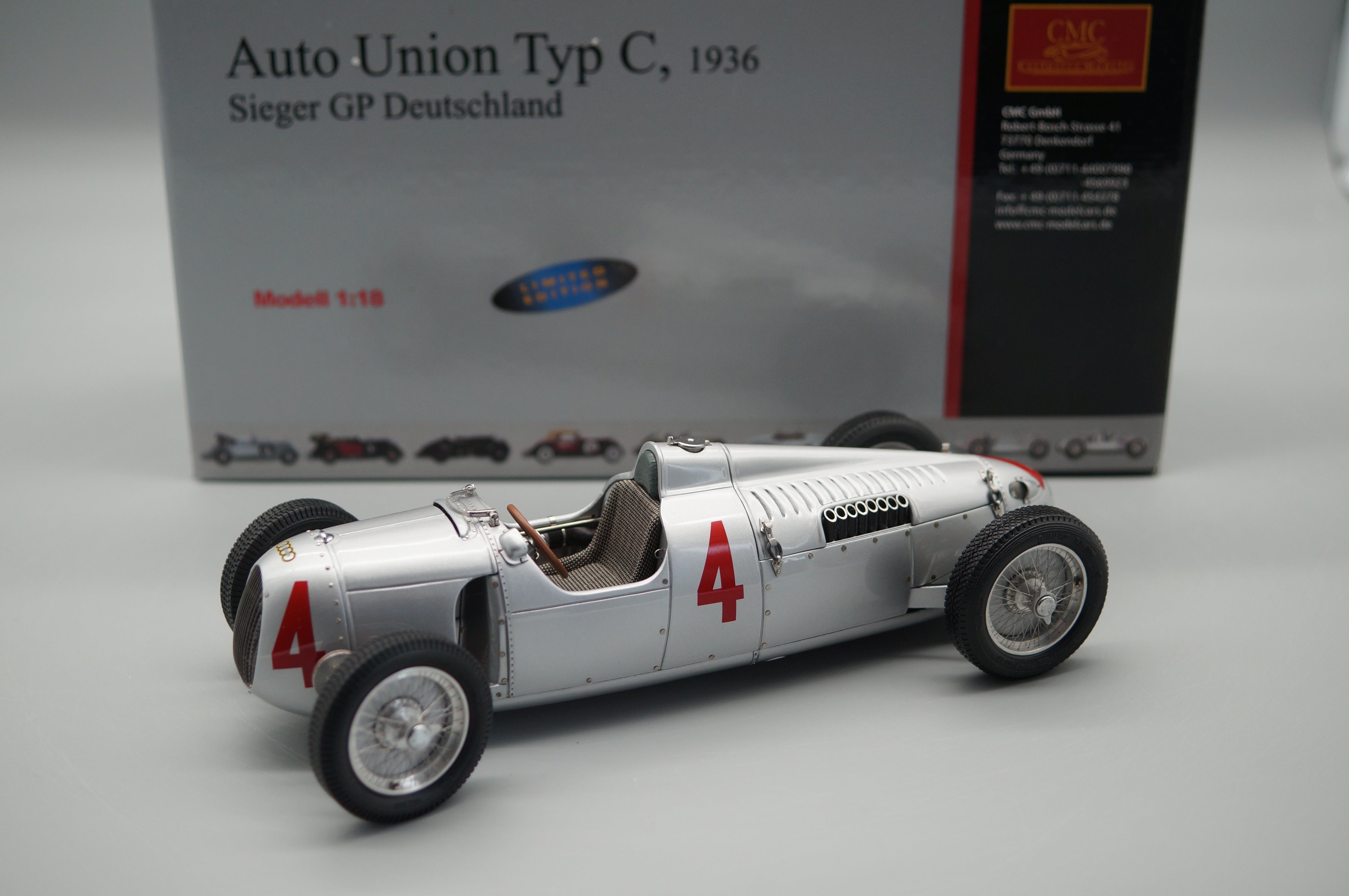 1/18 Auto Union Typ C #4 #3022/5000 CMC M-073 - pre-owned