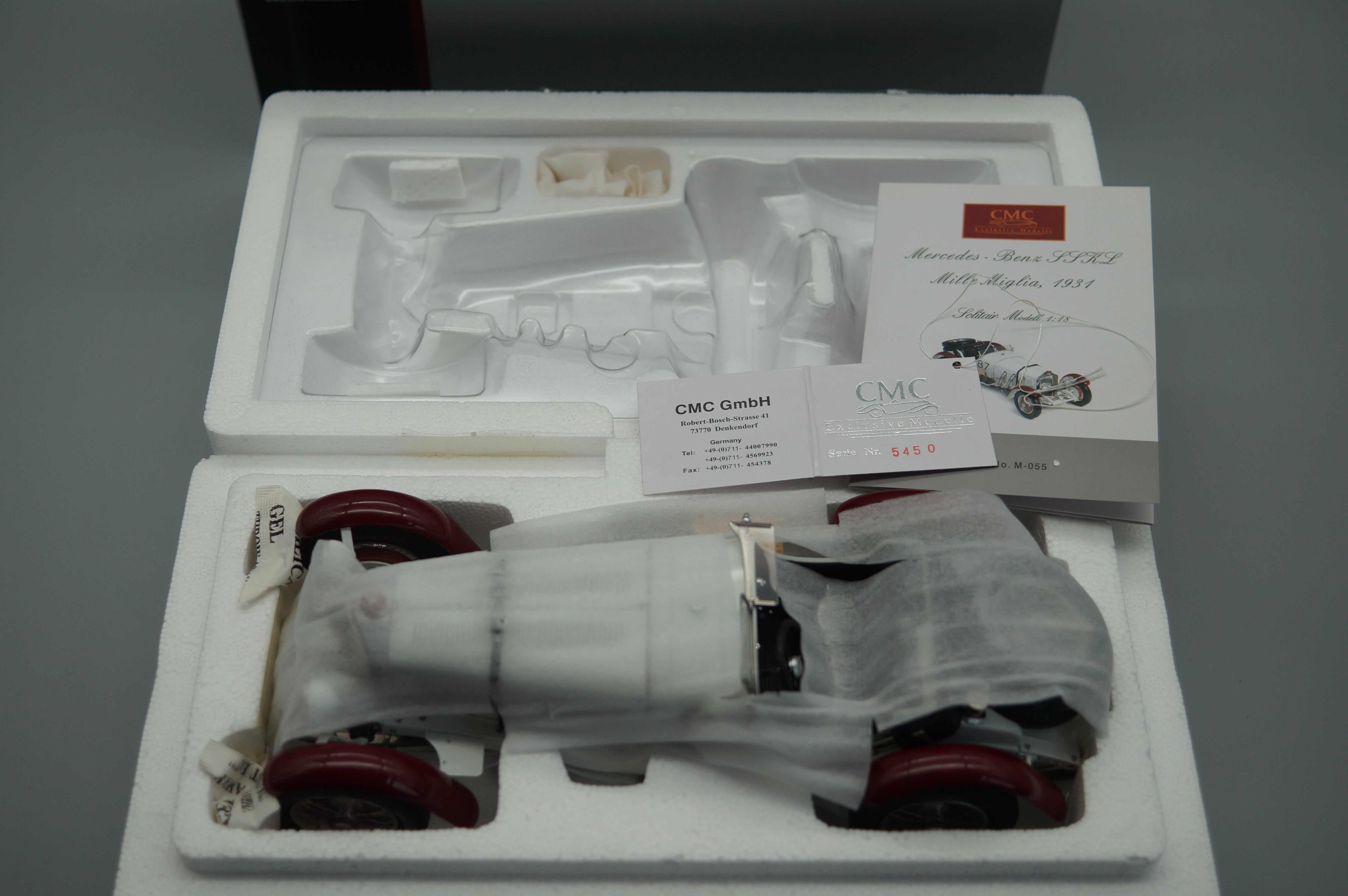 1/18 Mercedes-Benz SSKL #87 R. Caracciola Mille Miglia 1931 'The White Elephant' #5450 CMC M-055 -pre-owned-