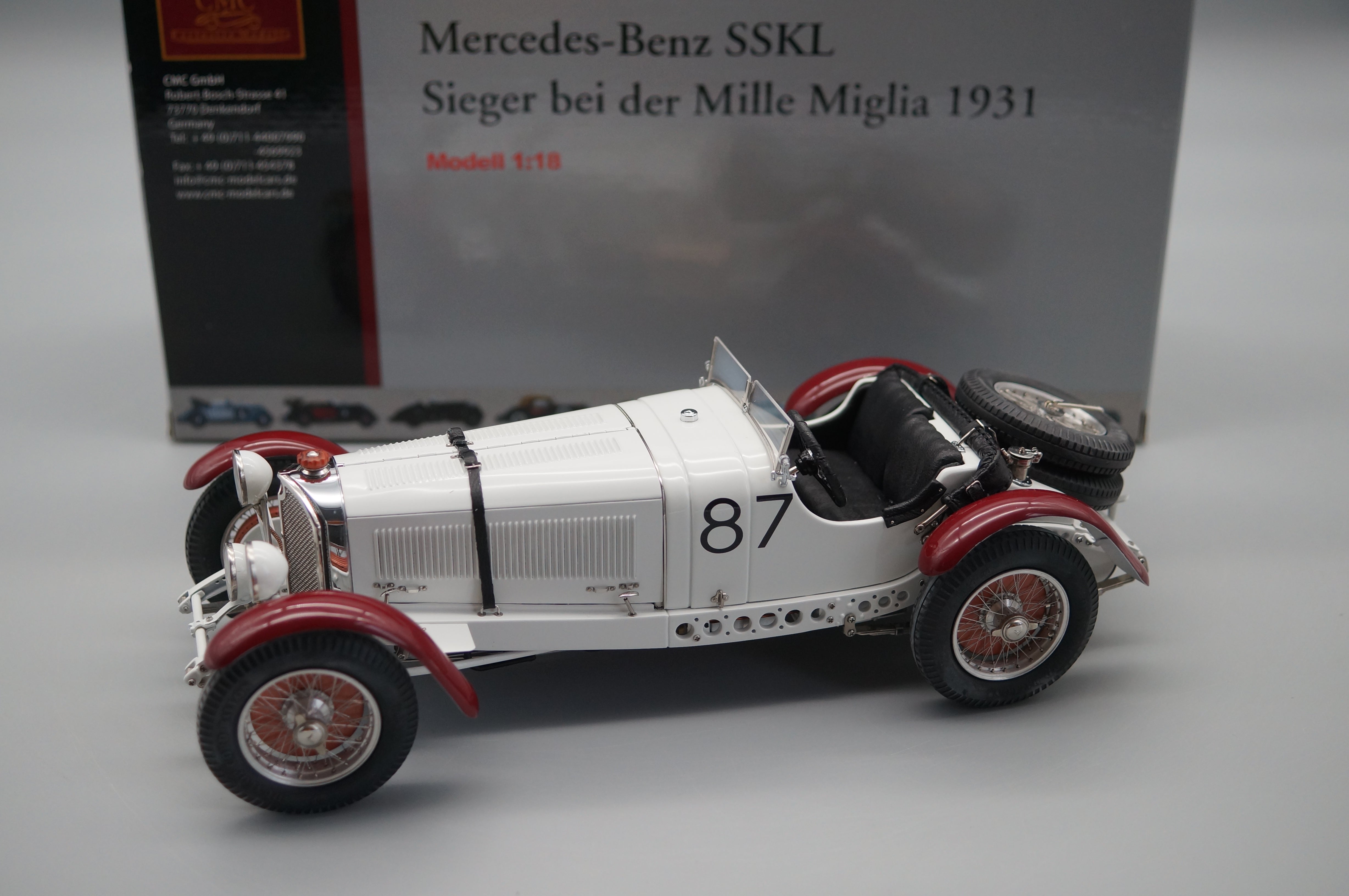 1/18 Mercedes-Benz SSKL #87 R. Caracciola Mille Miglia 1931 'The White Elephant' #5450 CMC M-055 -pre-owned-