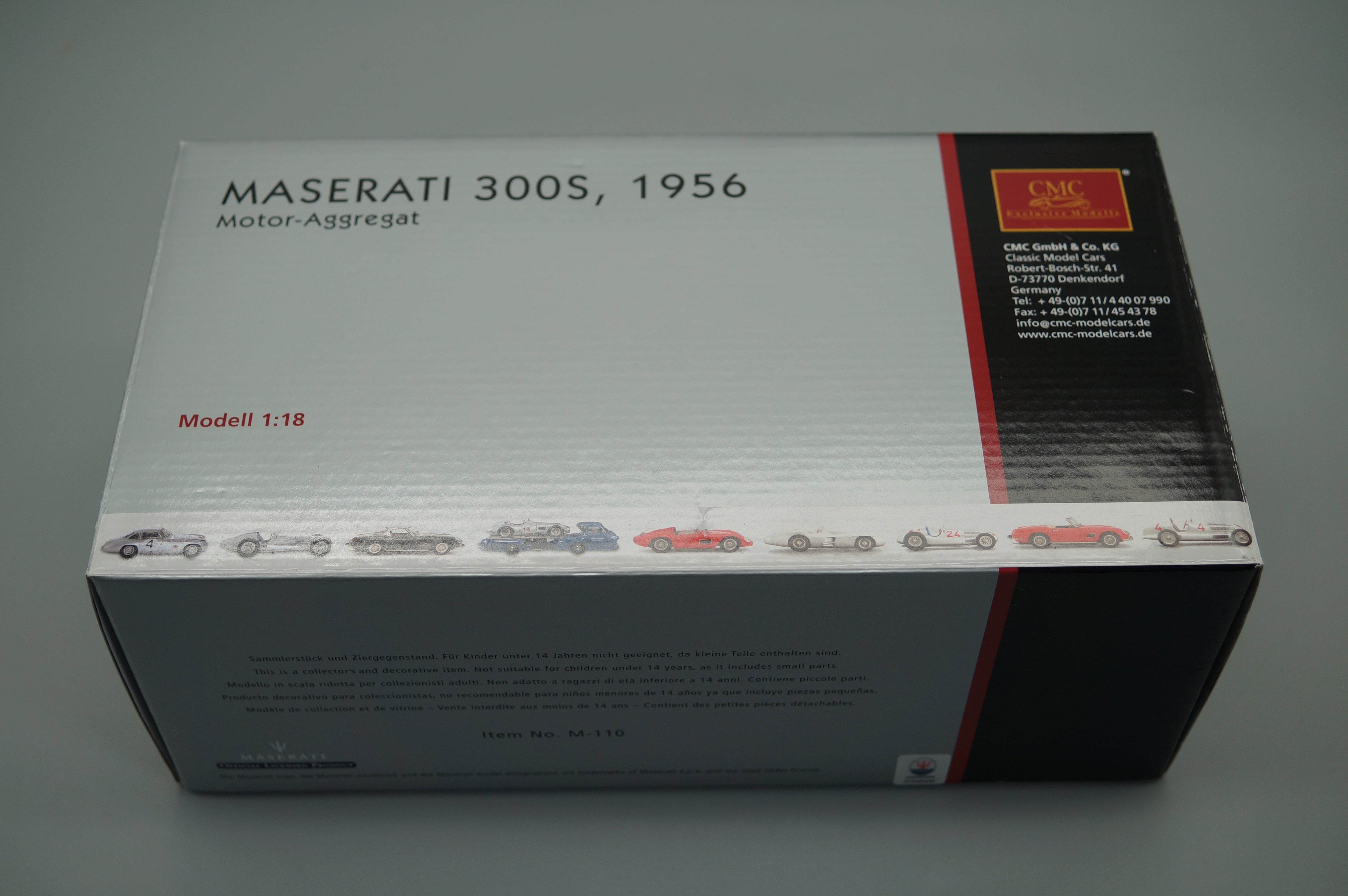 1/18 Maserati 300S Engine with Display Case #1011 CMC M-110 -pre-owned