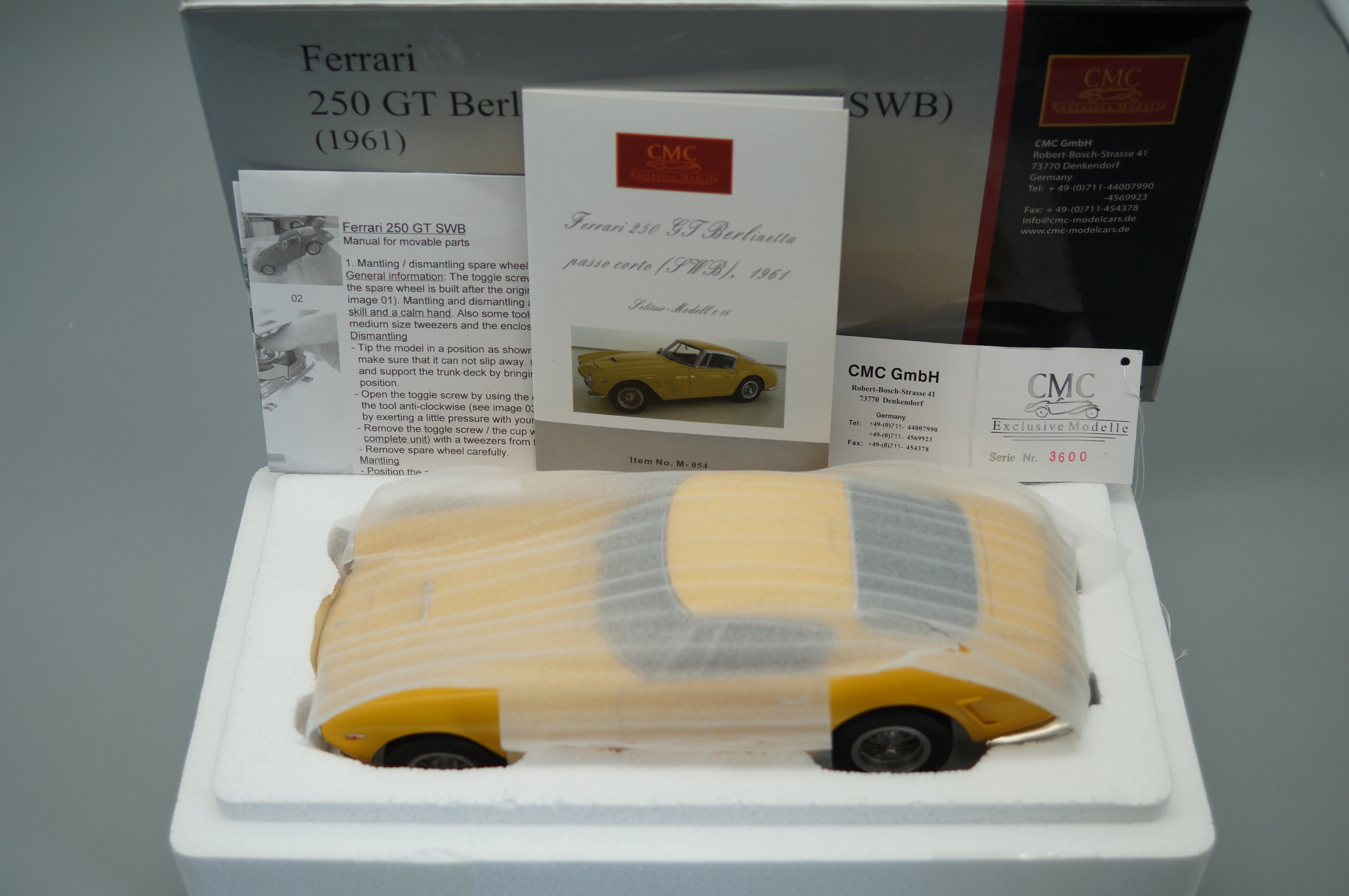 1/18 Ferrari 250 GT Berlinetta passo corto GELB #3600 CMC M-054 -pre-owned