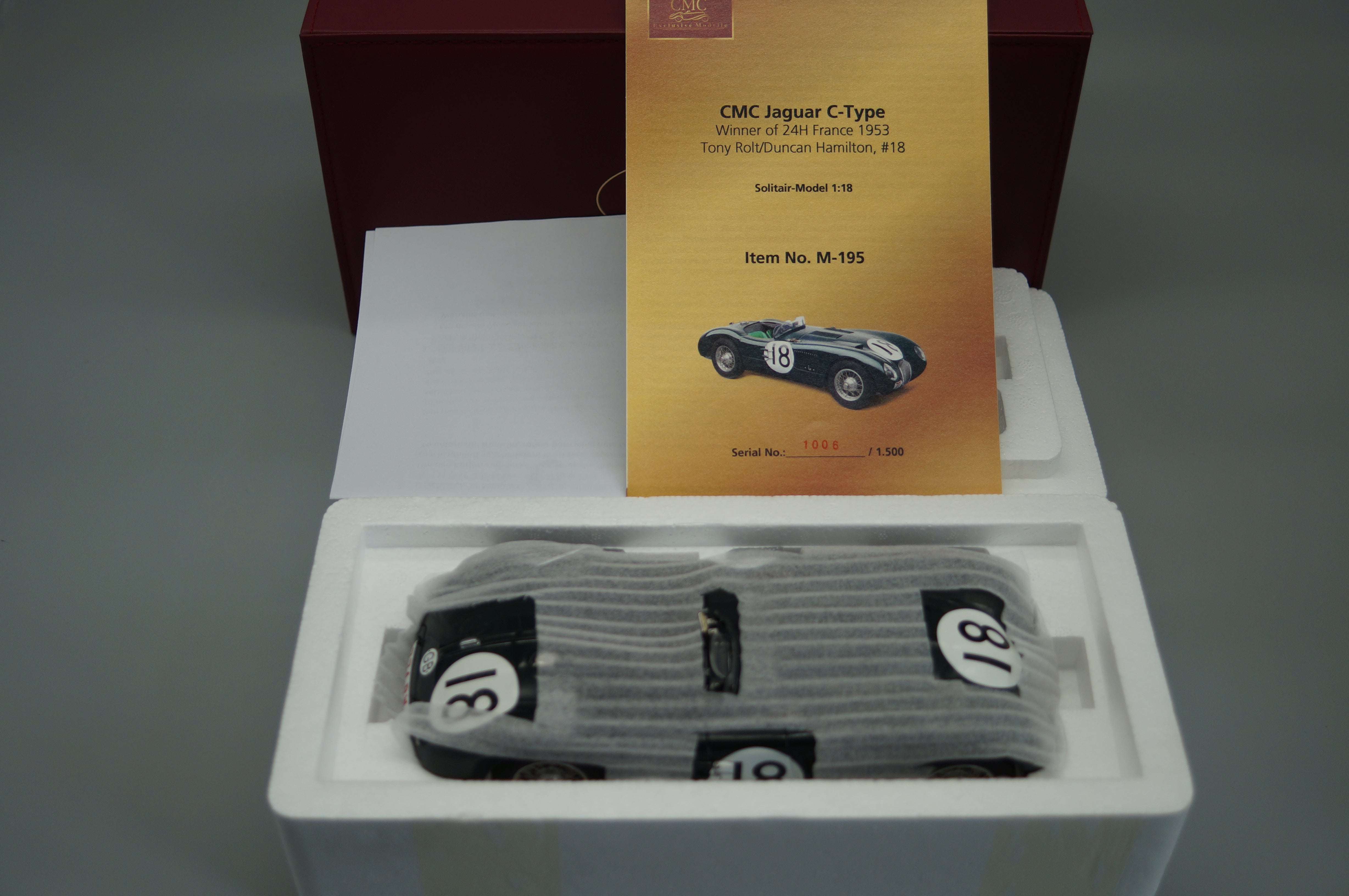 1:18 Jaguar C-Type #18 24h Le Mans Winner 1953 Rolt/Hamilton #1006/1500 CMC M-195 - pre-owned