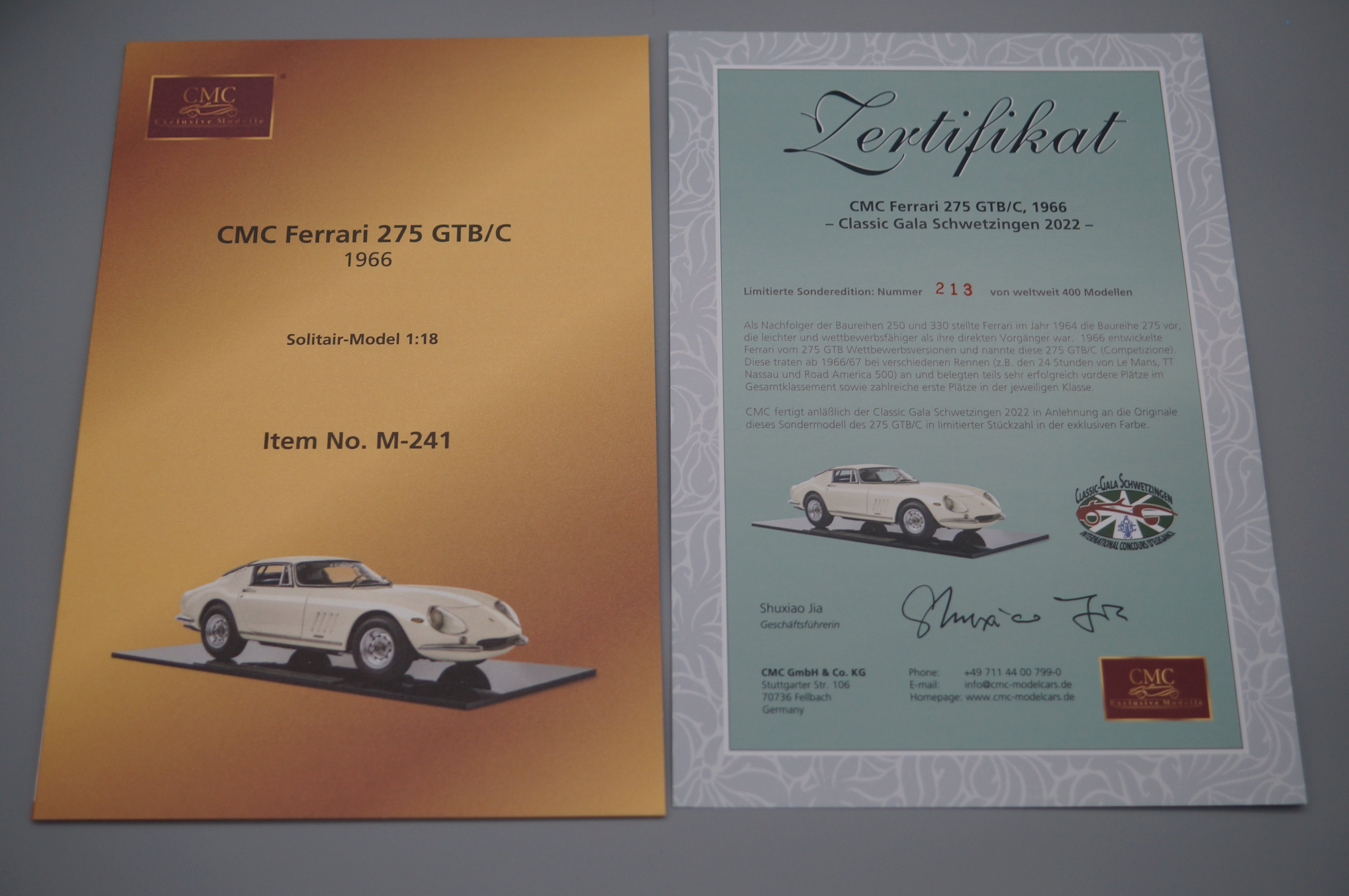1/18 CMC M-241 Ferrari 275 GTB/C 1966 CLASSIC GALA SCHWETZINGEN -pre-owned-