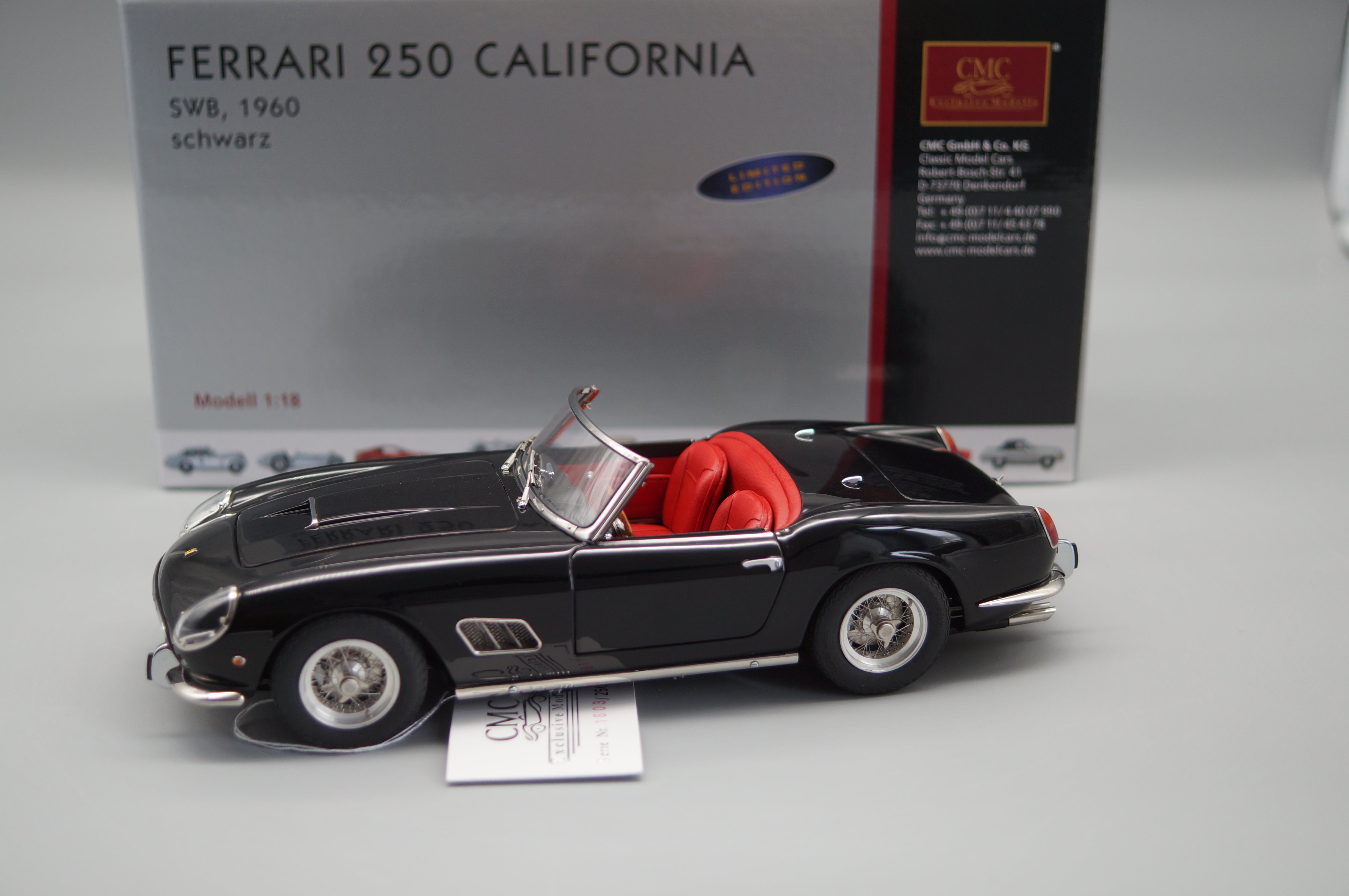 1/18 Ferrari 250 SWB California Spyder 1961 schwarz CMC M-094 #1803/2500 -pre-owned