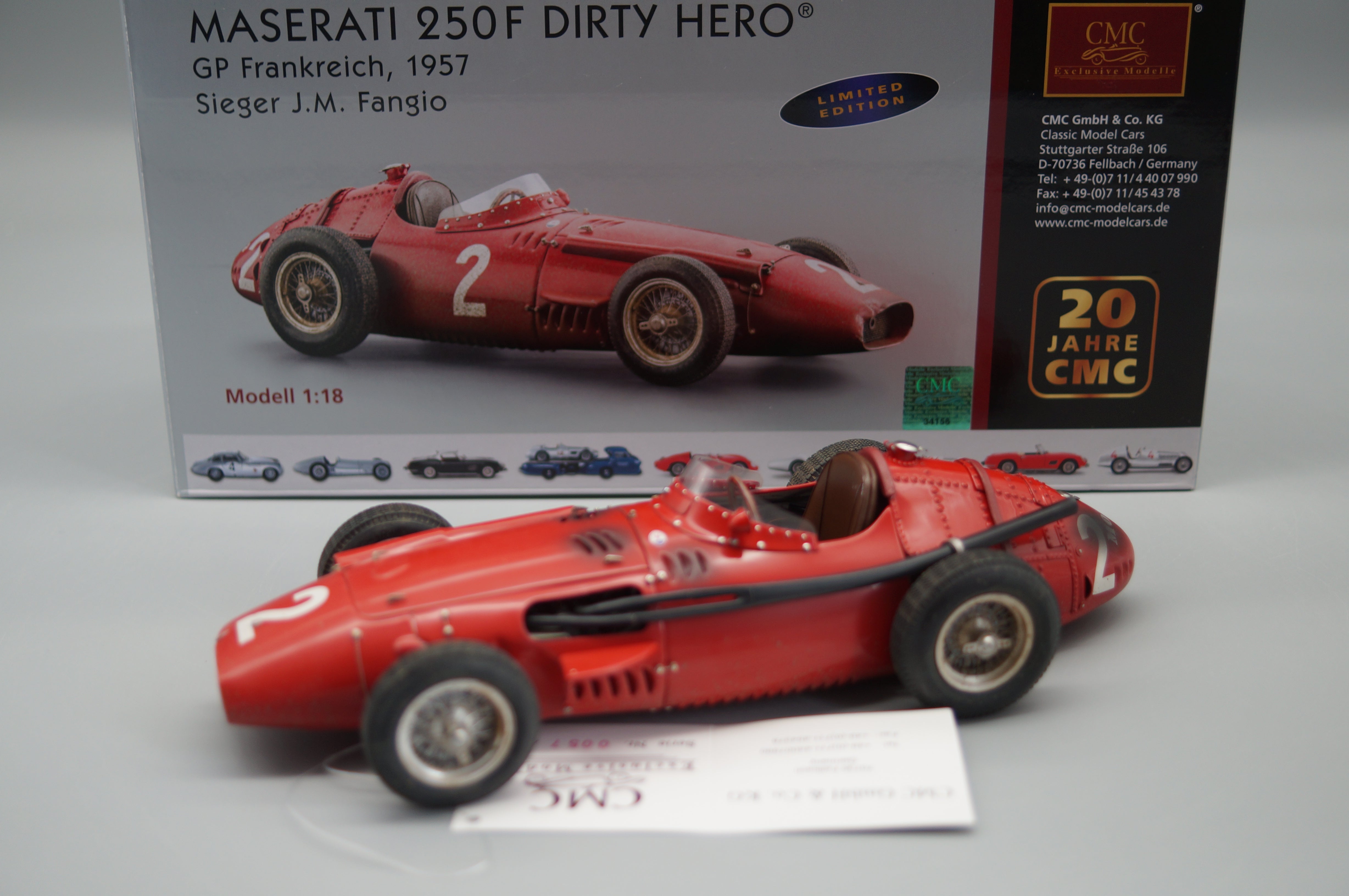 1/18 Maserati 250F #2 Dirty Hero collectors edition 20 Jahre #0057/1000 CMC M-148 -pre-owned