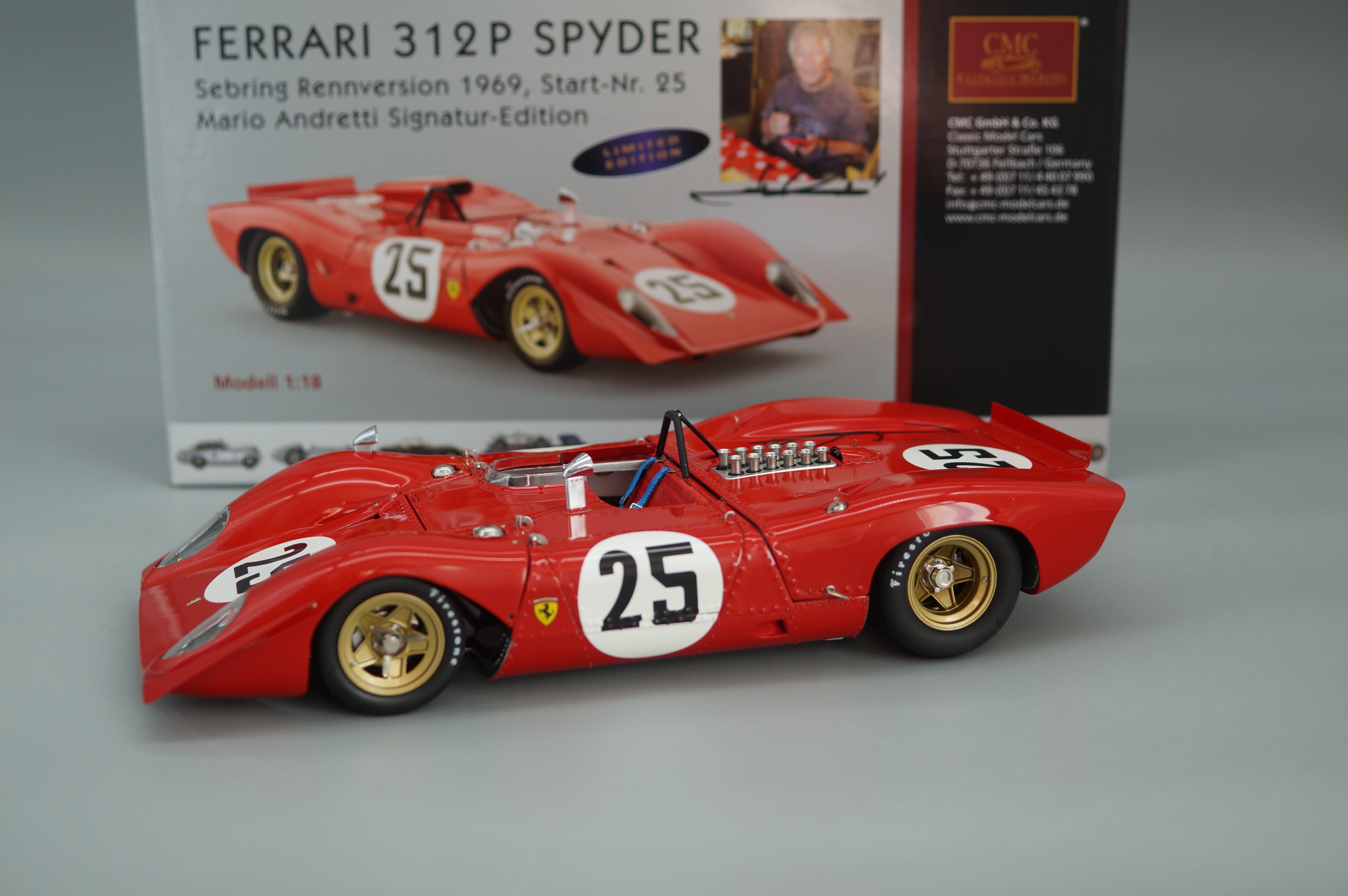 1/18 Ferrari 312P Spyder #25 Mario Andretti Signature Edition #156/325 CMC M-123 - pre-owned
