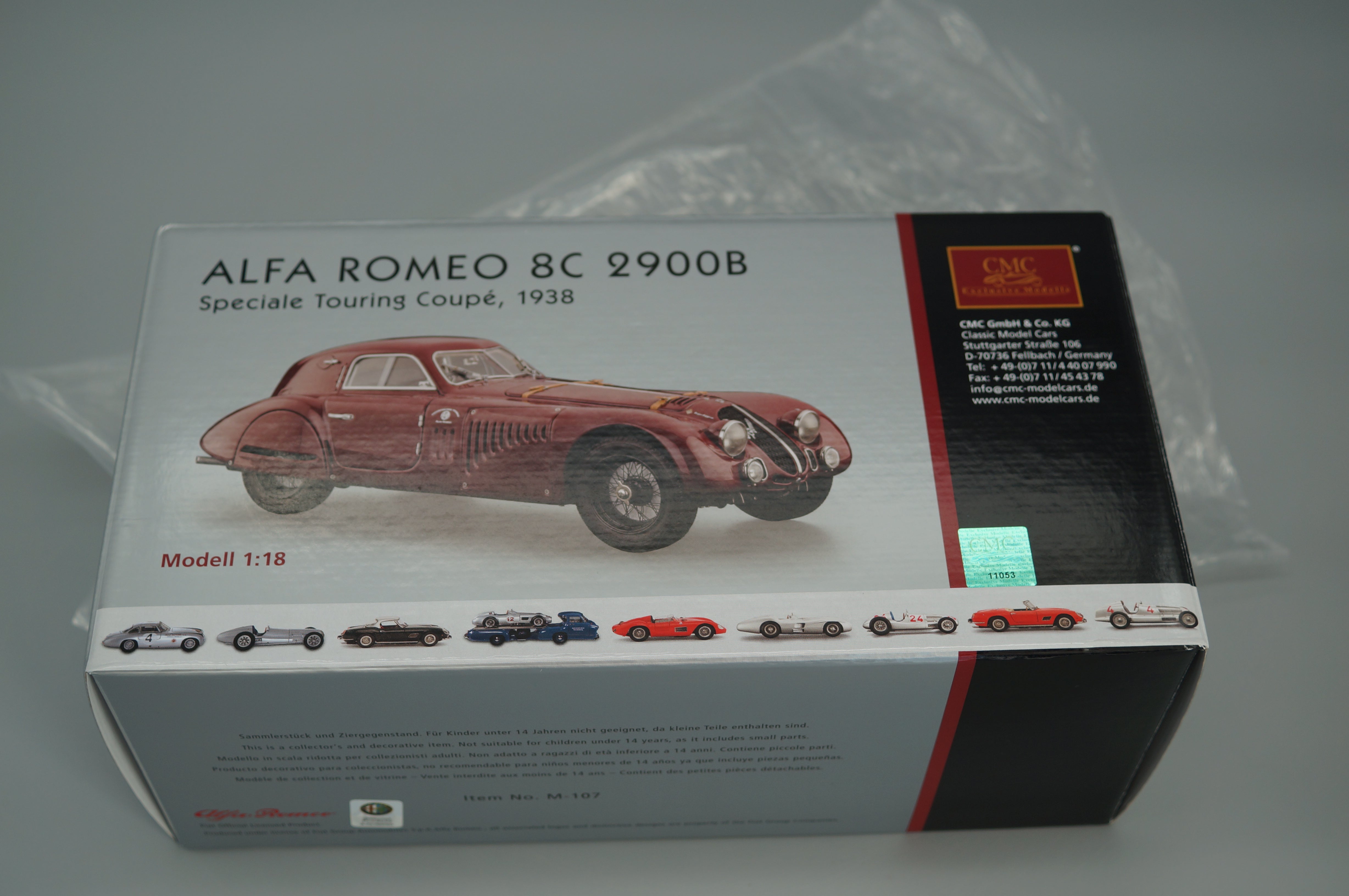 1/18 Alfa Romeo 8C 2900B Speciale Touring Coupe 1938 #2211 CMC M-107 -pre-owned