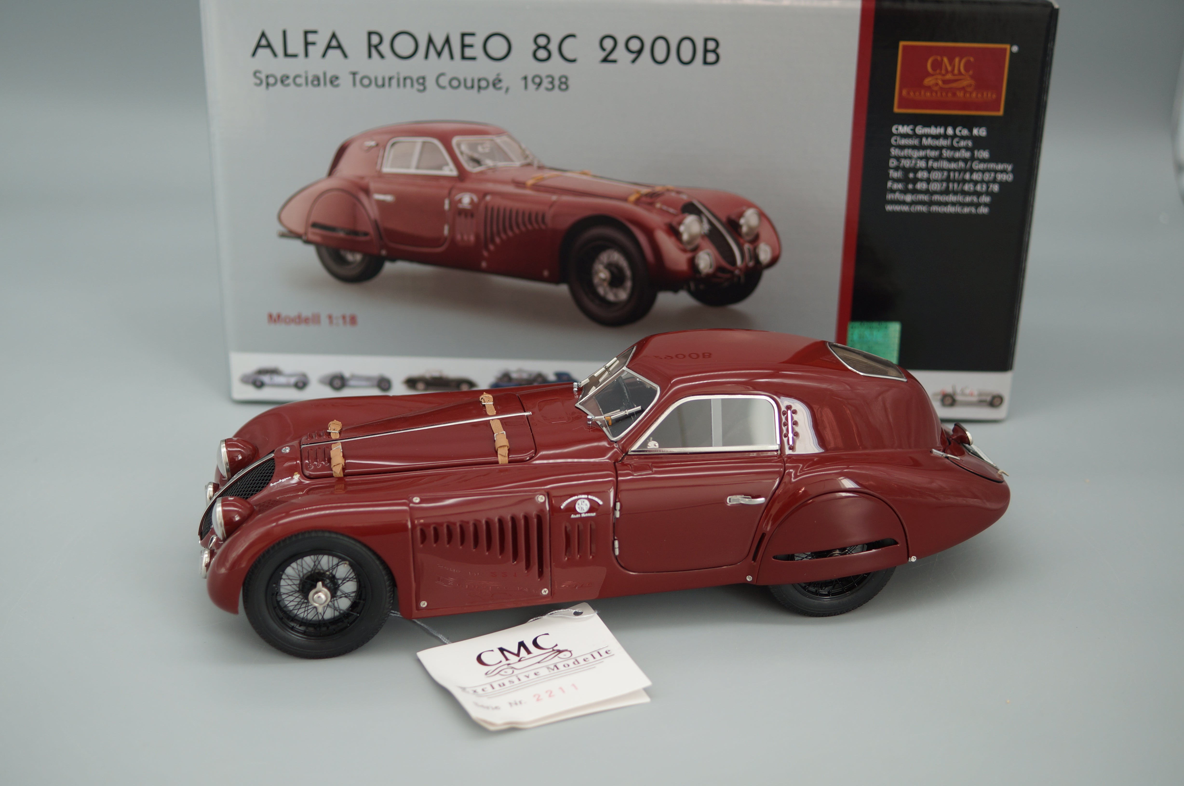 1/18 Alfa Romeo 8C 2900B Speciale Touring Coupe 1938 #2211 CMC M-107 -pre-owned