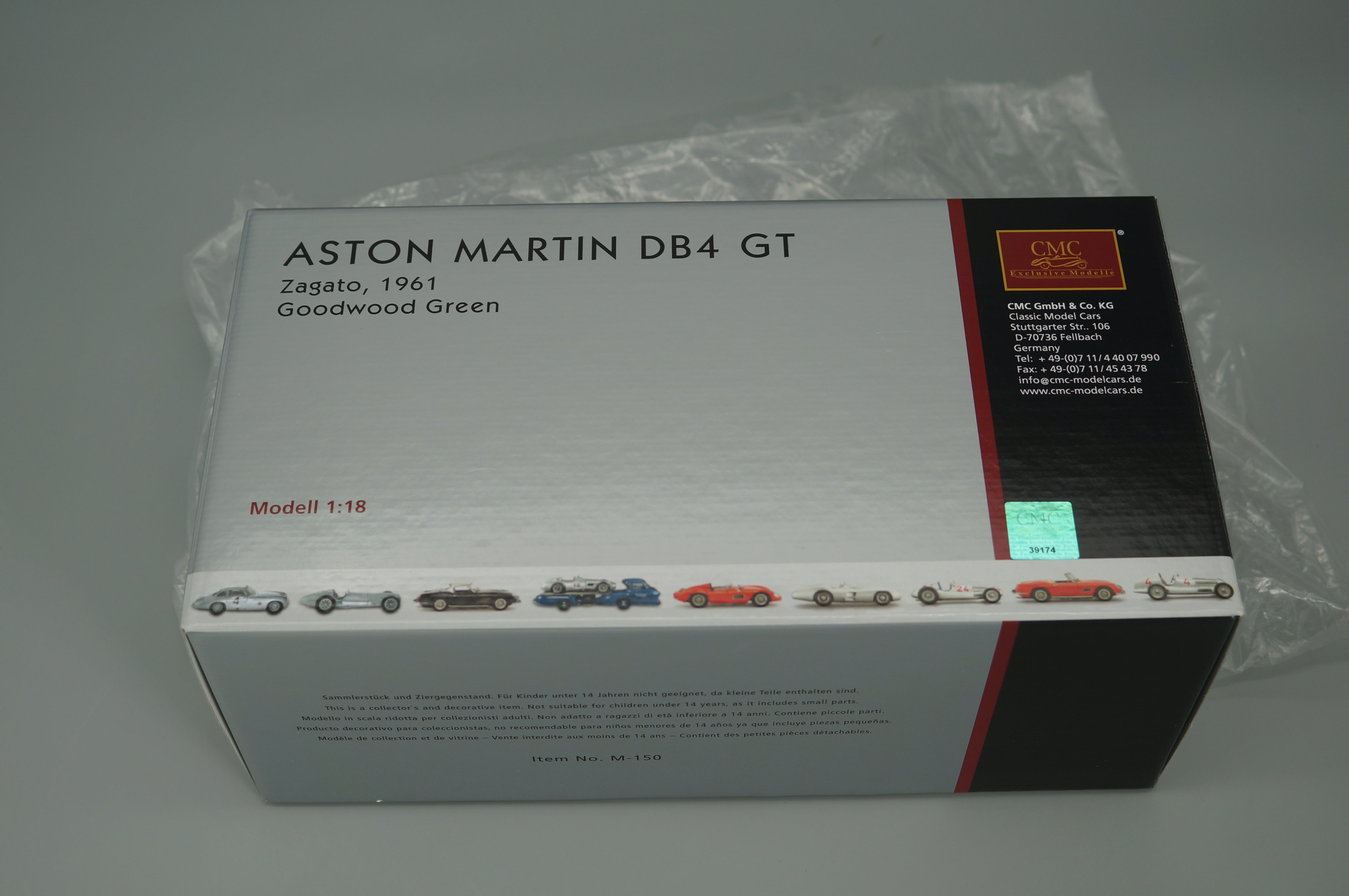 1/18 Aston Martin DB4 GT Zagato 'Goodwood Green' #441 CMC M-150 - Pre-owned
