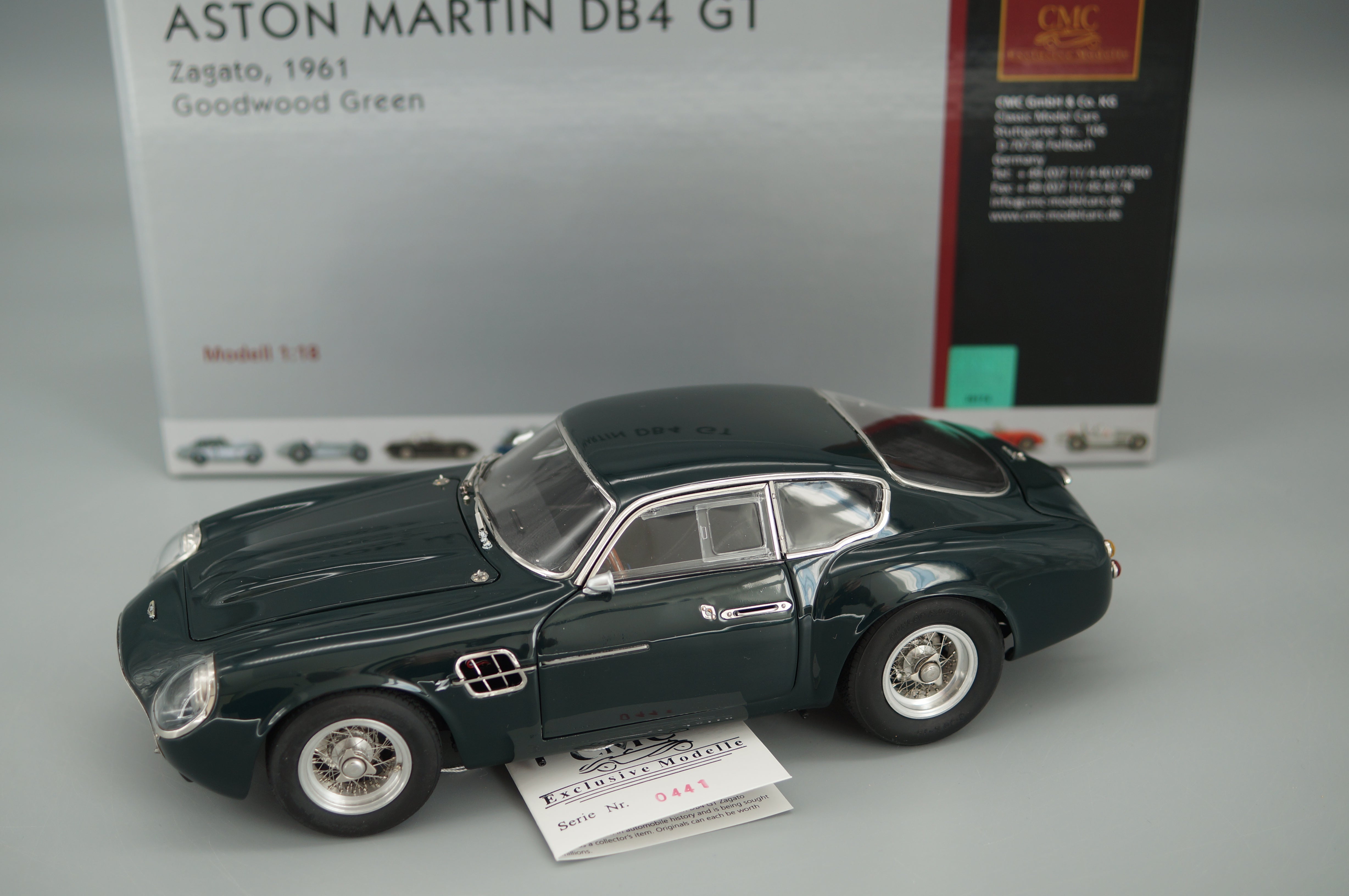 1/18 Aston Martin DB4 GT Zagato 'Goodwood green' #441 CMC M-150 -pre-owned