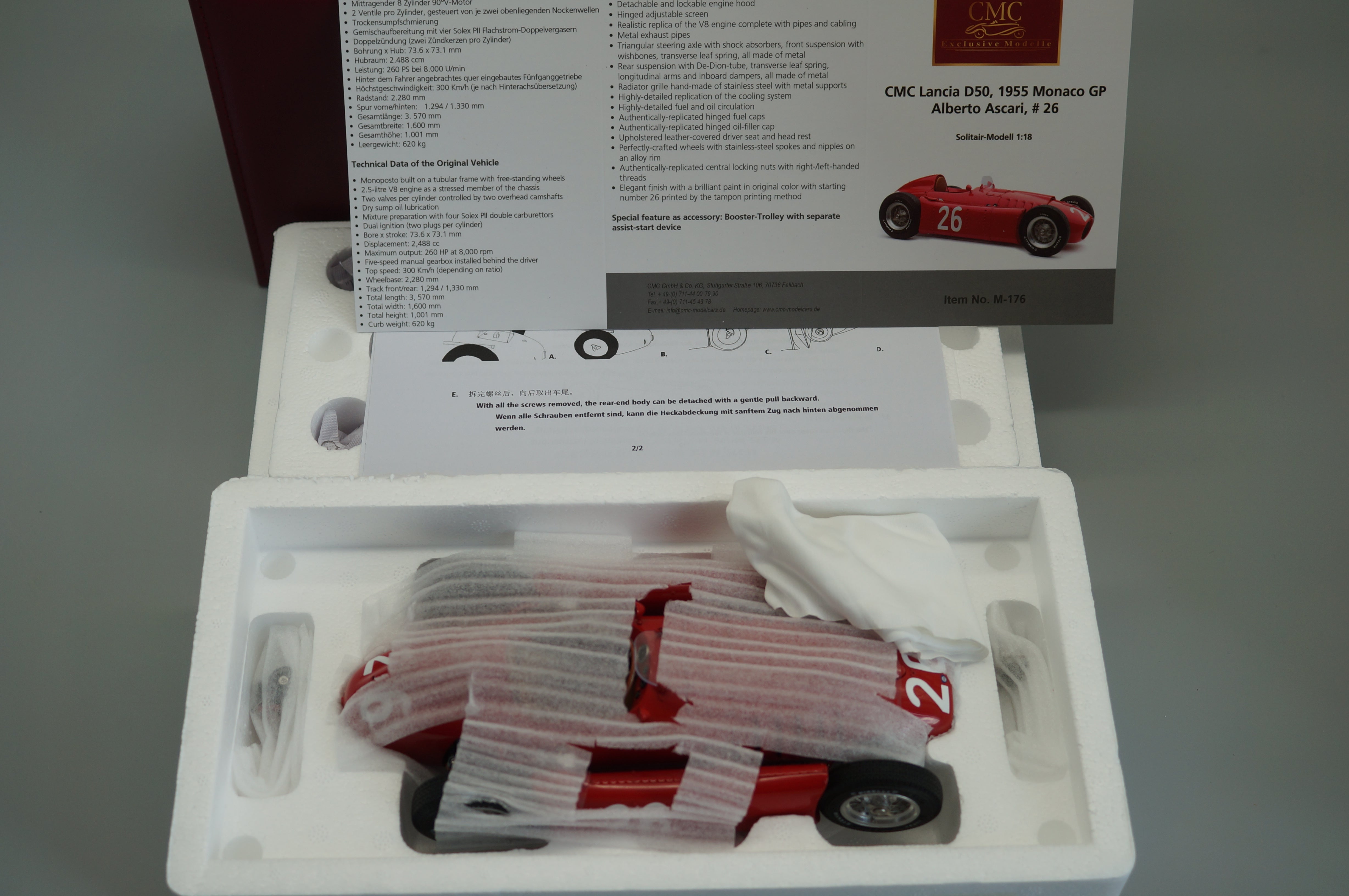 1/18 LANCIA D50 #26 Monaco GP 1955 Alberto ASCARI #0620/1500 CMC M-176 -pre-owned