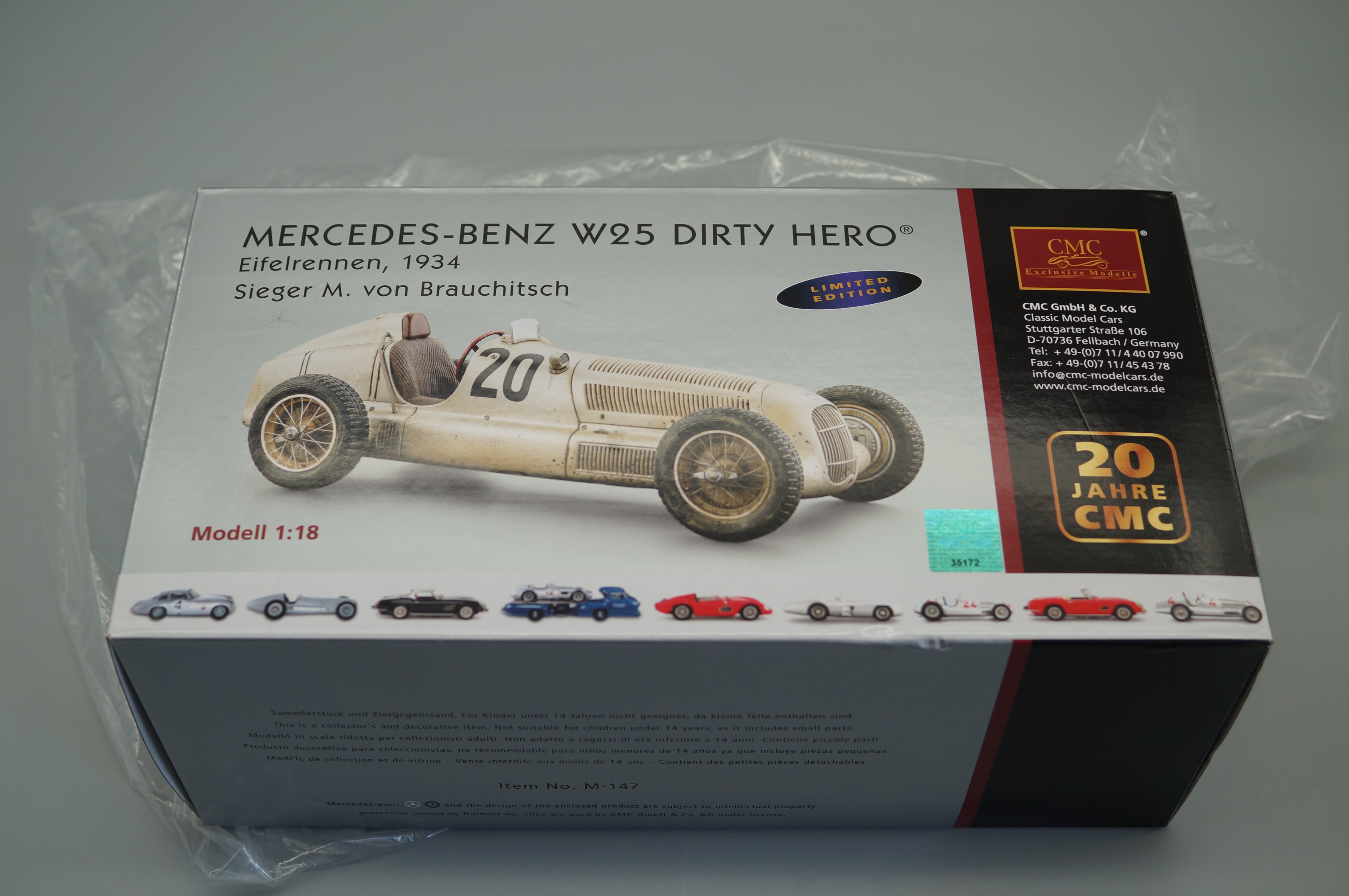 1/18 Mercedes-Benz W25 #20 'Dirty Hero' Collector's Edition 20 Years #0112/1000 CMC M-147 -Pre-Owned