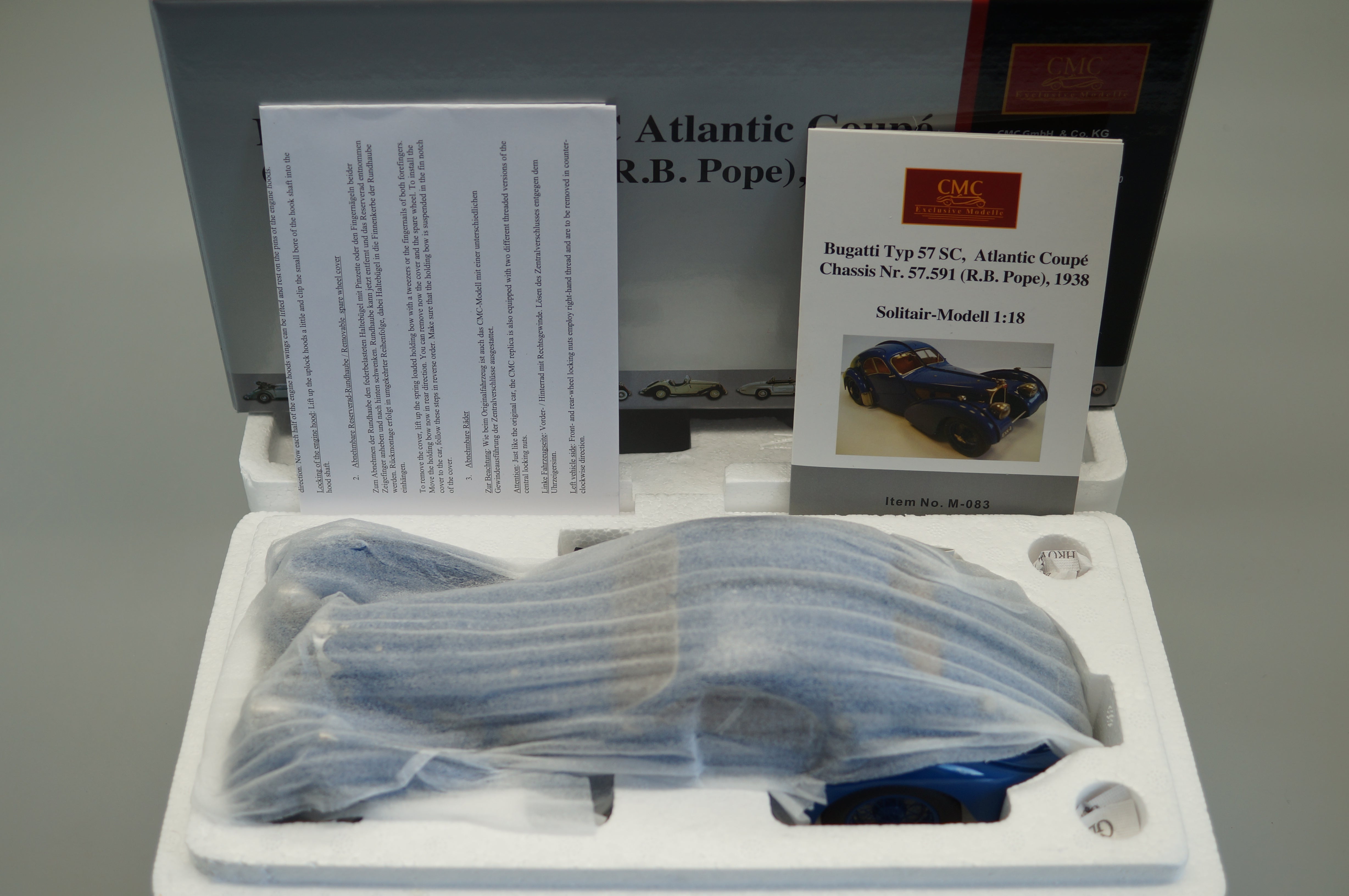 1/18 Bugatti Type 57 SC Atlantic blue R.B. Pope #2541 CMC M-083 -pre-owned-