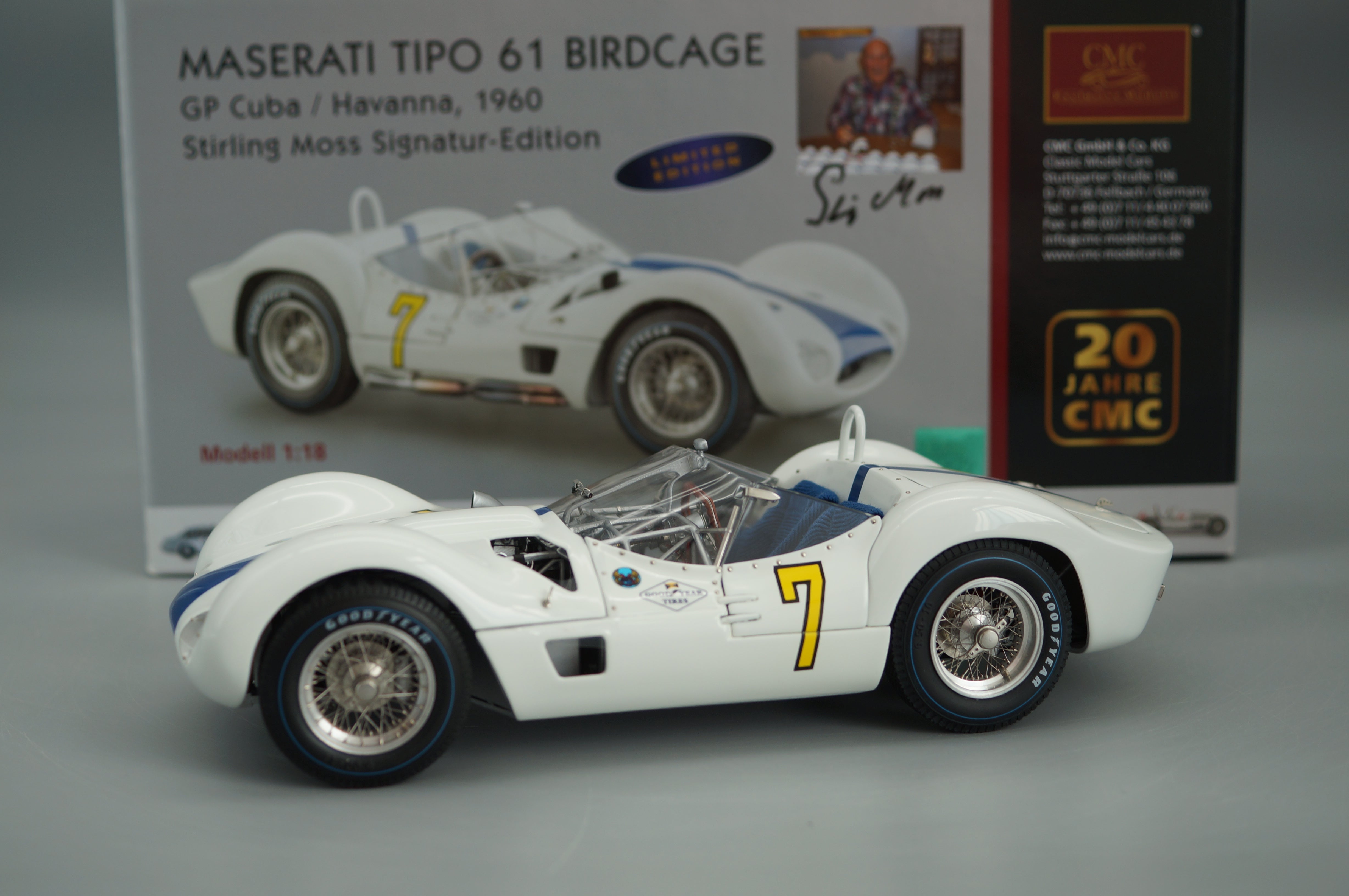 1/18 Maserati Tipo 61 Birdcage #7 Signatur Edition Stirling Moss #222/500 CMC M-149 -pre-owned