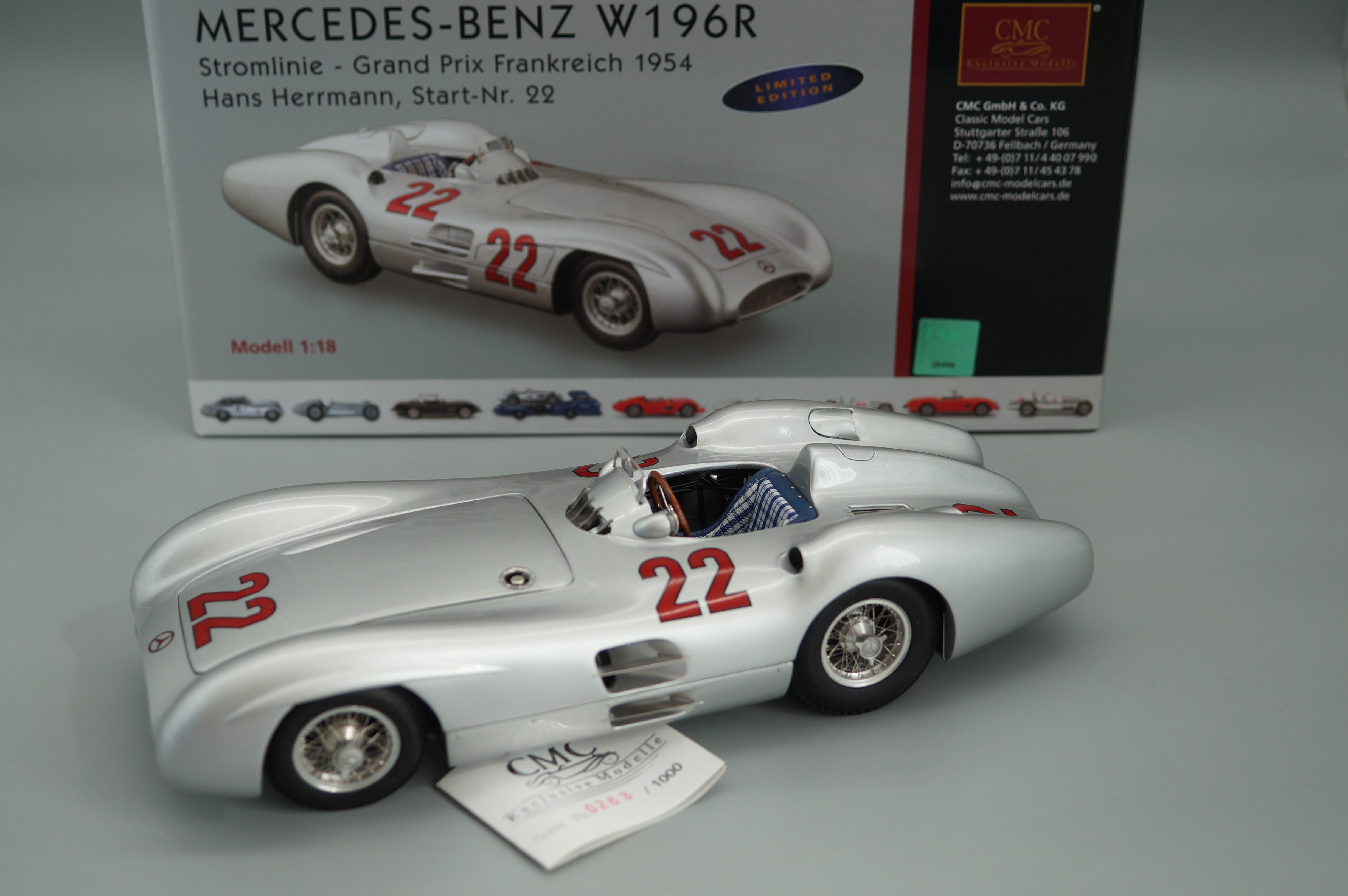 Mercedes-Benz W196R #22 H.Herrmann CMC M-128C LE 1,000 pieces -pre-owned-