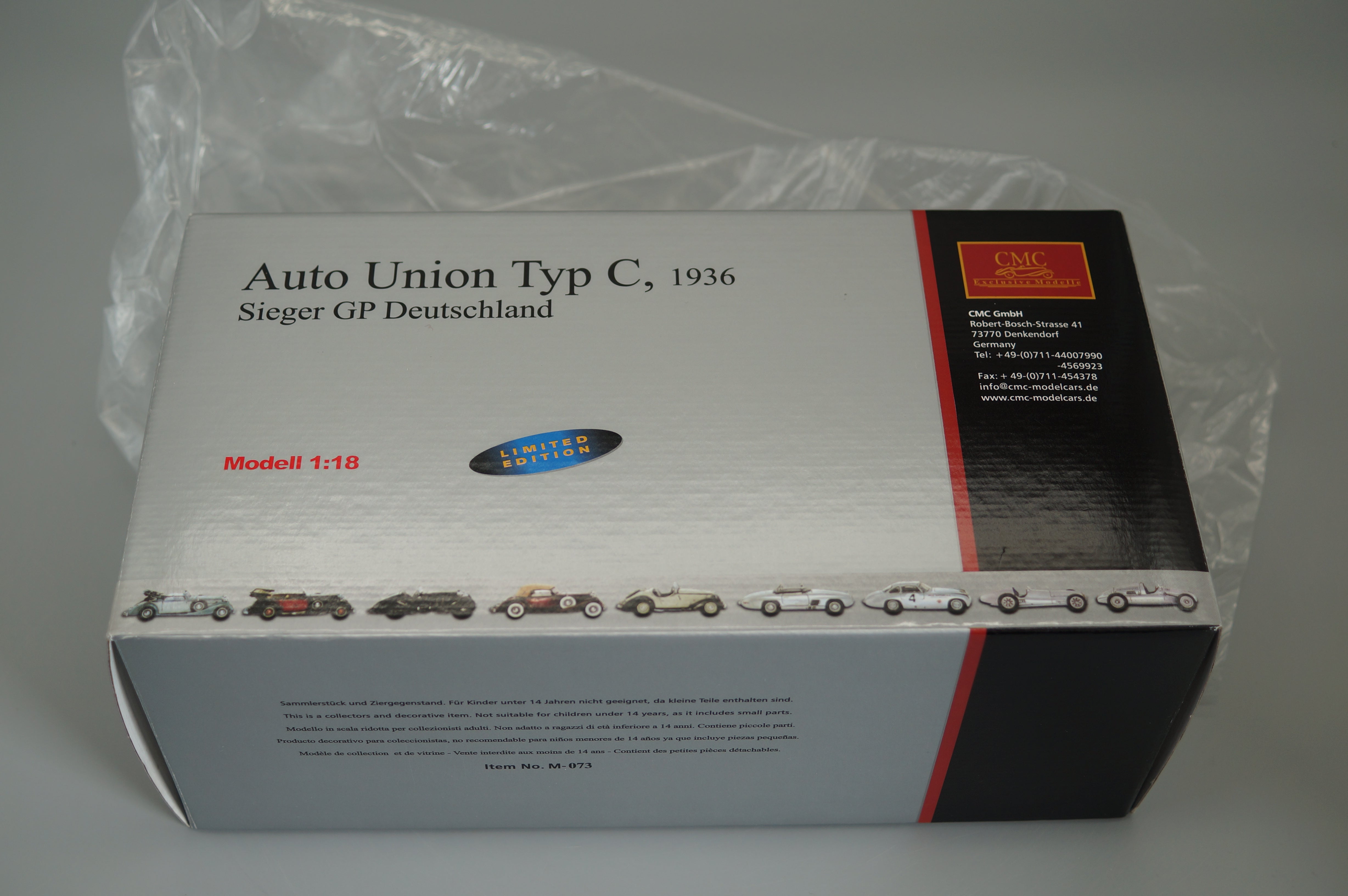 1/18 Auto Union Typ C #4 #3140/5000 CMC M-073 - pre-owned
