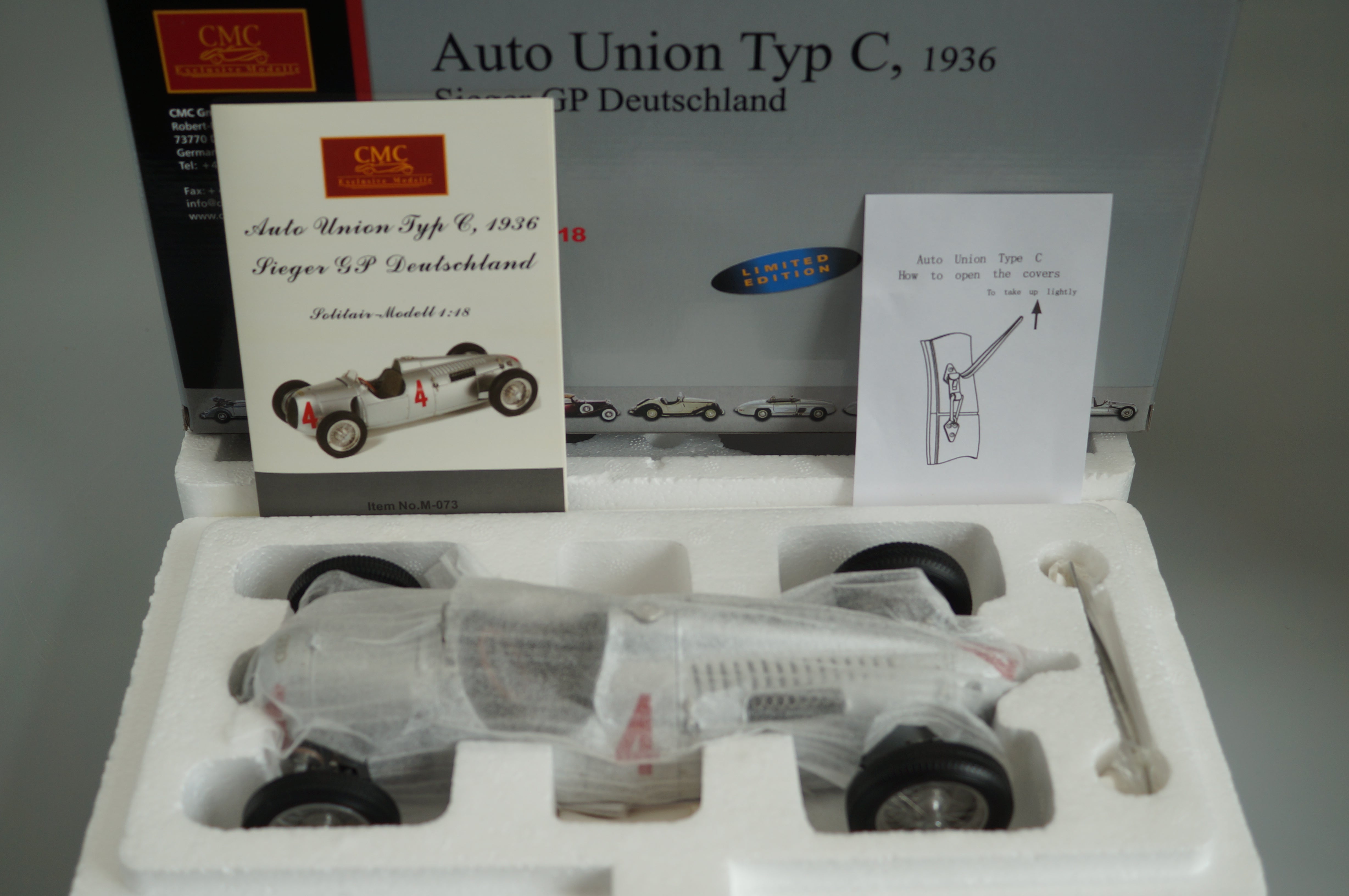 1/18 Auto Union Typ C #4 #3140/5000 CMC M-073 - pre-owned