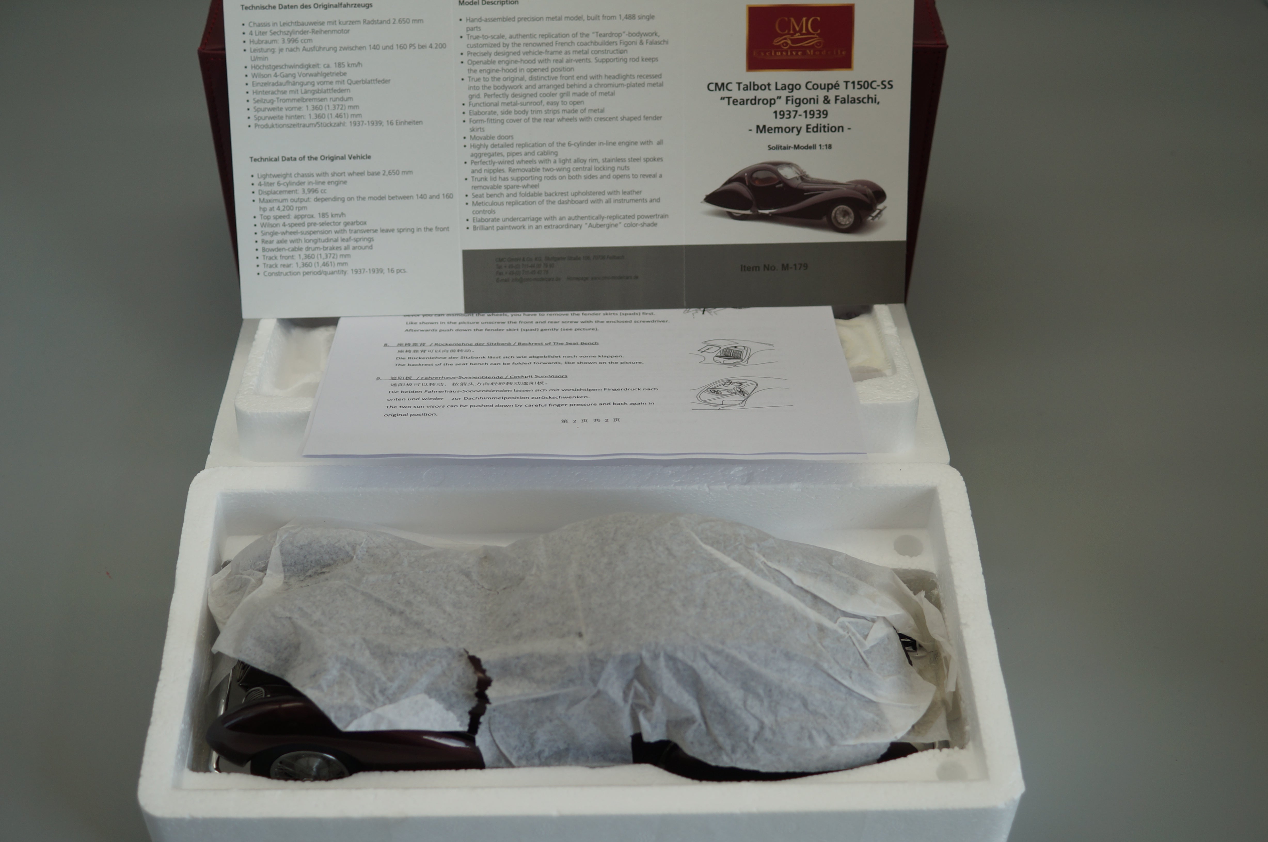 Talbot-Lago Coupé T150 C-SS Figoni & Falaschi "Teardrop" "Memory Edition" Aubergine CMC M-179