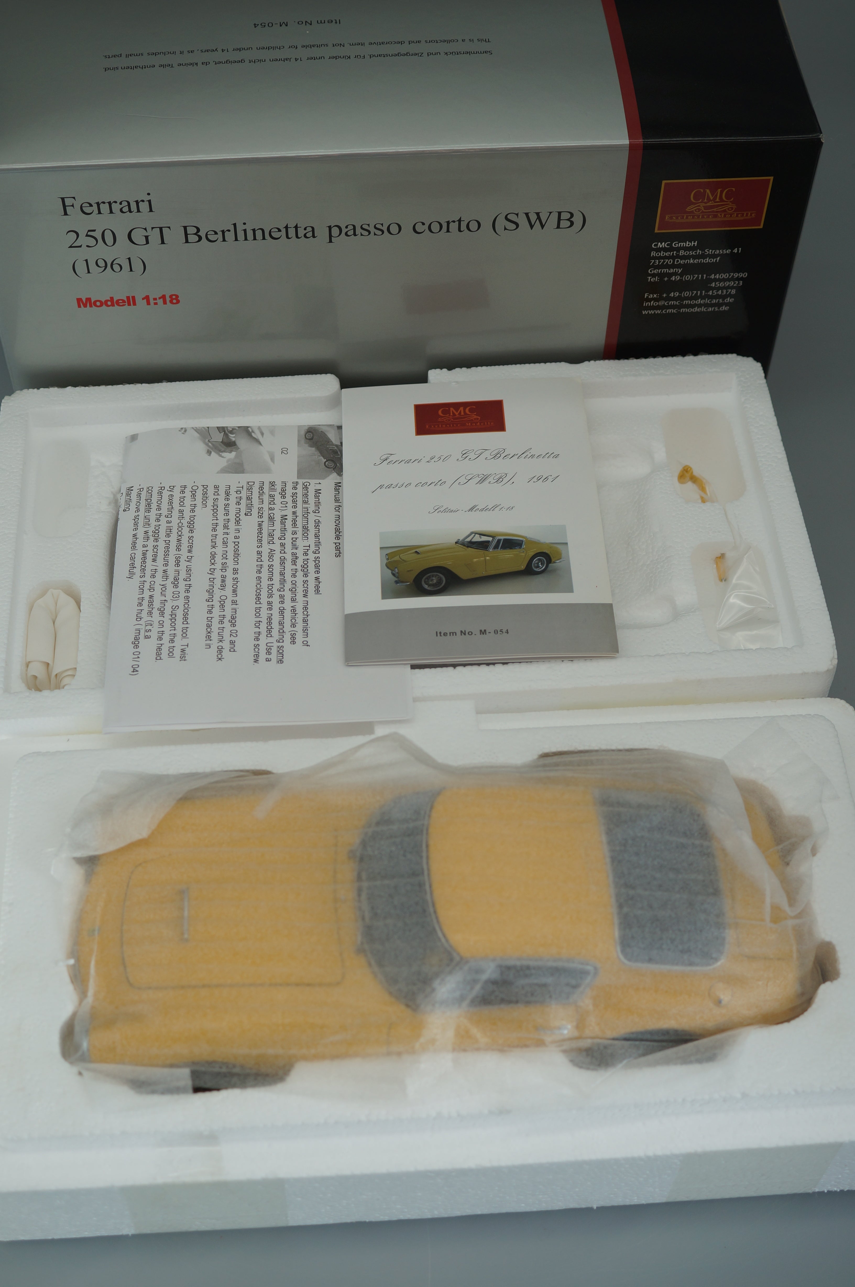 1/18 Ferrari 250 GT Berlinetta passo corto GELB #3216 CMC M-054 -pre-owned