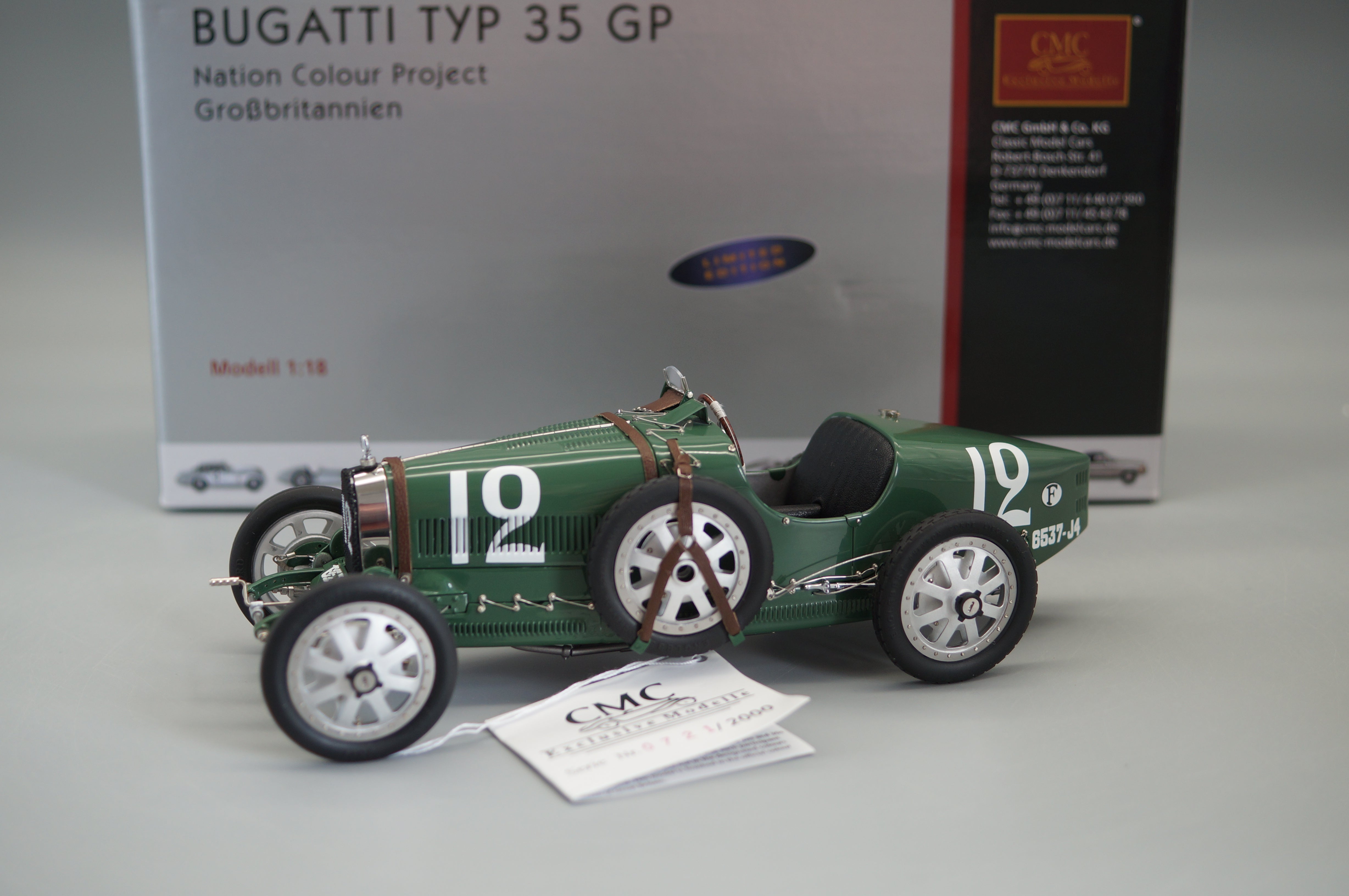 1:18 Bugatti T35 Nation Color Project - Großbritannien #12 #0721/2000 CMC M-100 002 -pre-owned