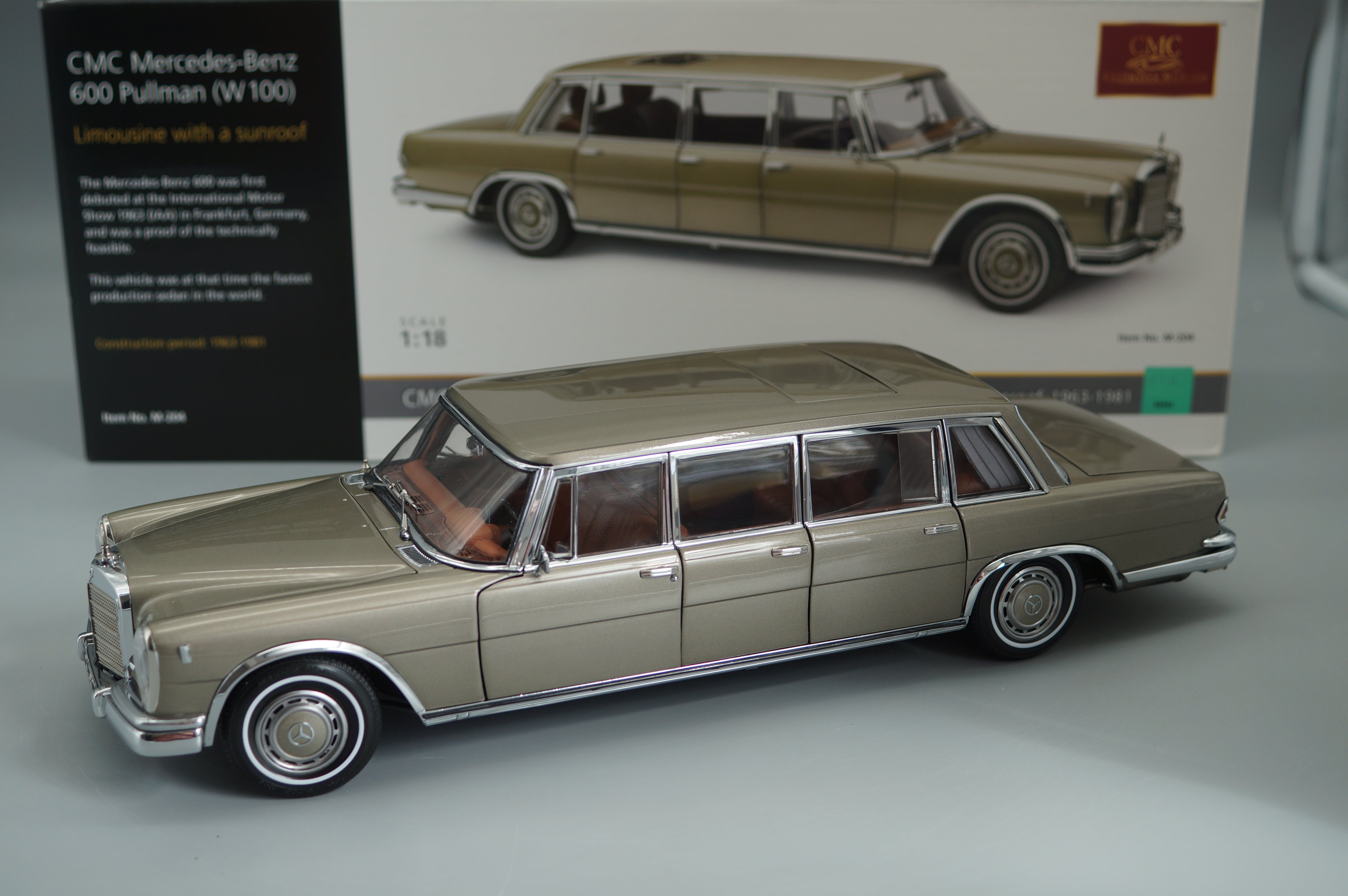 1/18 CMC Mercedes-Benz 600 Pullman (W100) Limousine mit Schiebedach #586 CMC M-204 -pre-owned