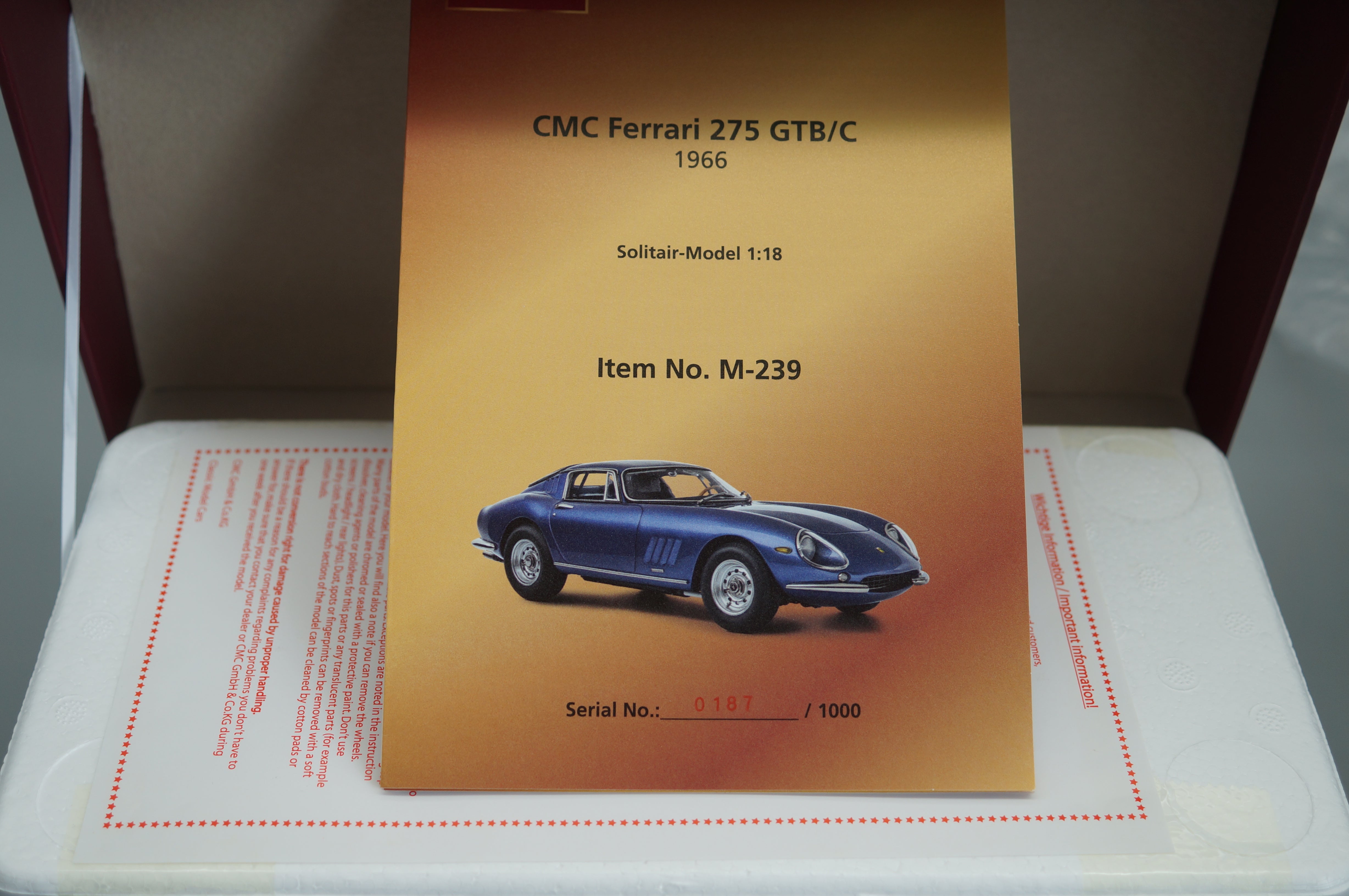 1/18 Ferrari 275 GTB/C California Blau #187/1000 CMC M-239 -MH188