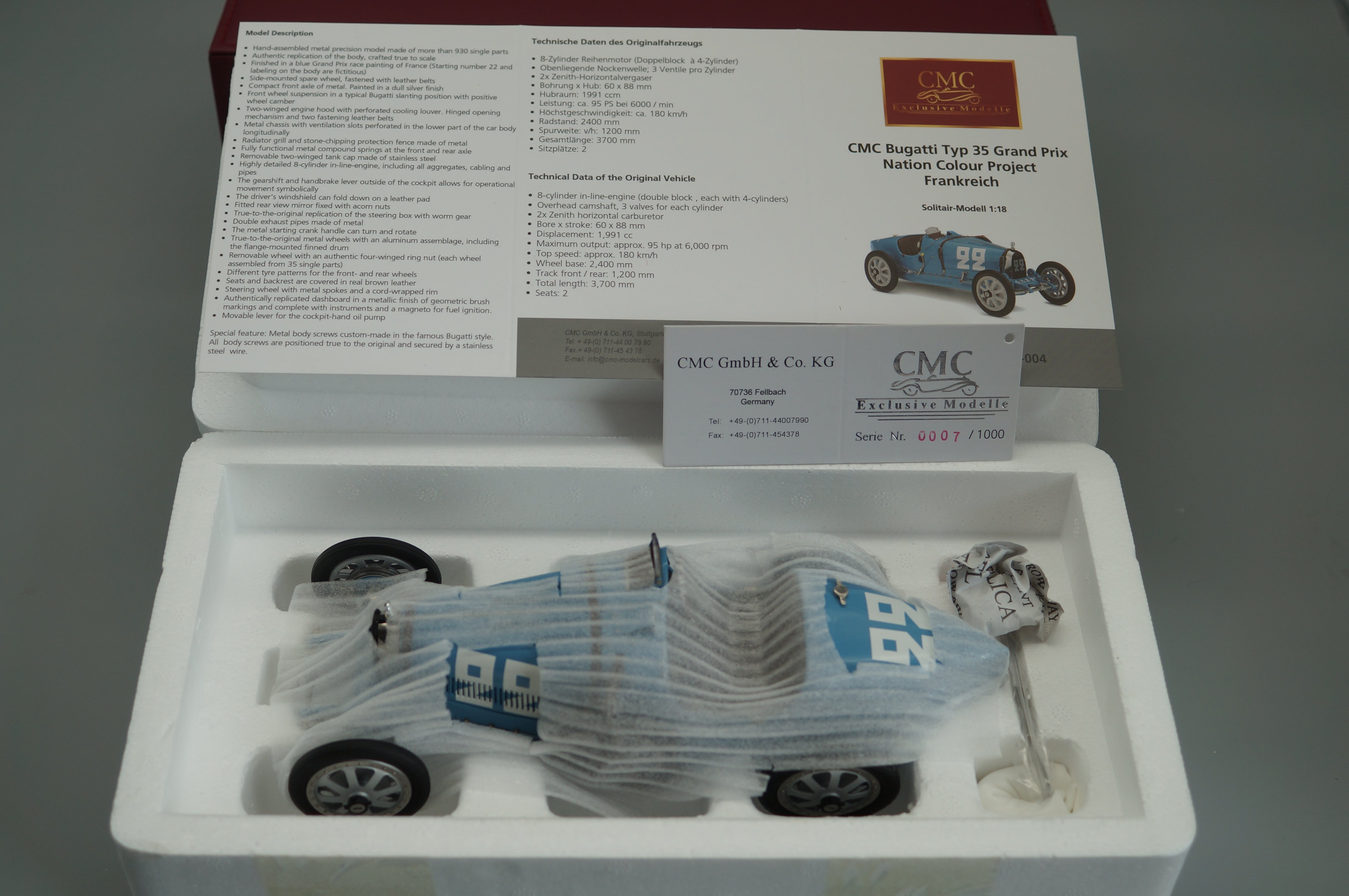 Bugatti T35 Nation Color Project - France #22 LE 1000 pcs. CMC M-100 004