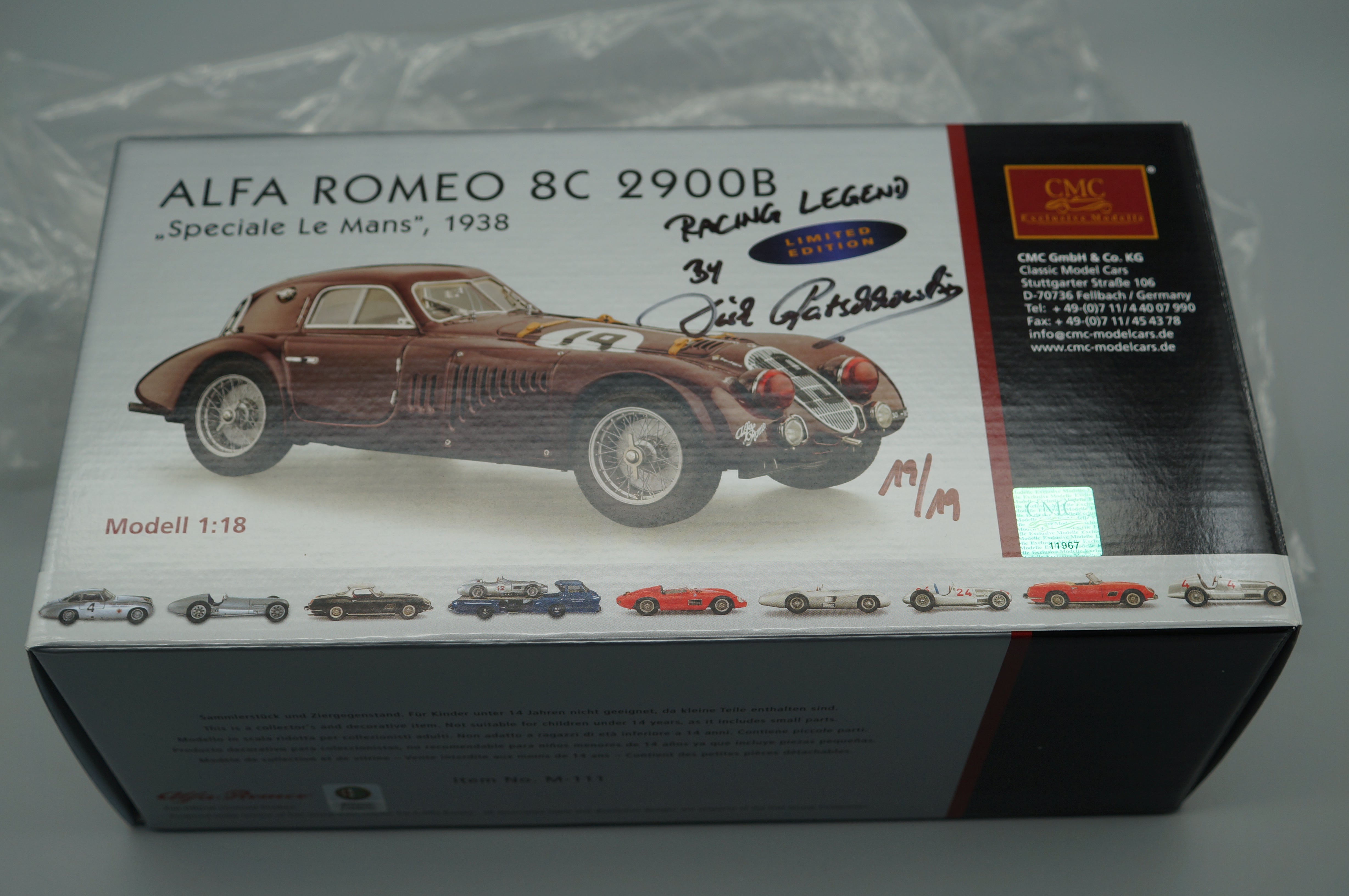 1/18 CMC M-111 Alfa Romeo 8C 2900B #19 Le Mans 1938 'Racing Legend' by Dirk Patschkowski LE 19/19
