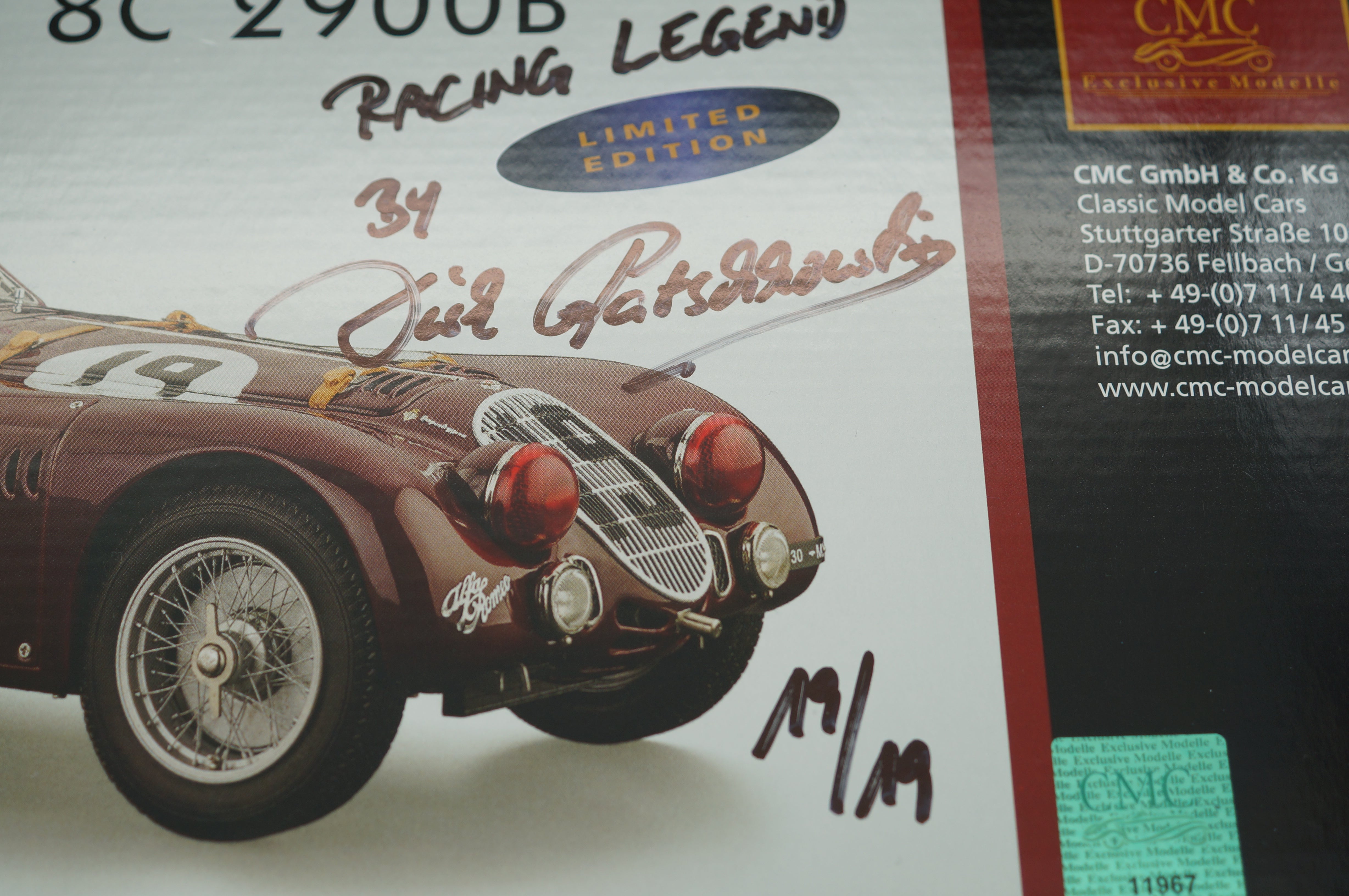 1/18 CMC M-111 Alfa Romeo 8C 2900B #19 Le Mans 1938 'Racing Legend' by Dirk Patschkowski LE 19/19