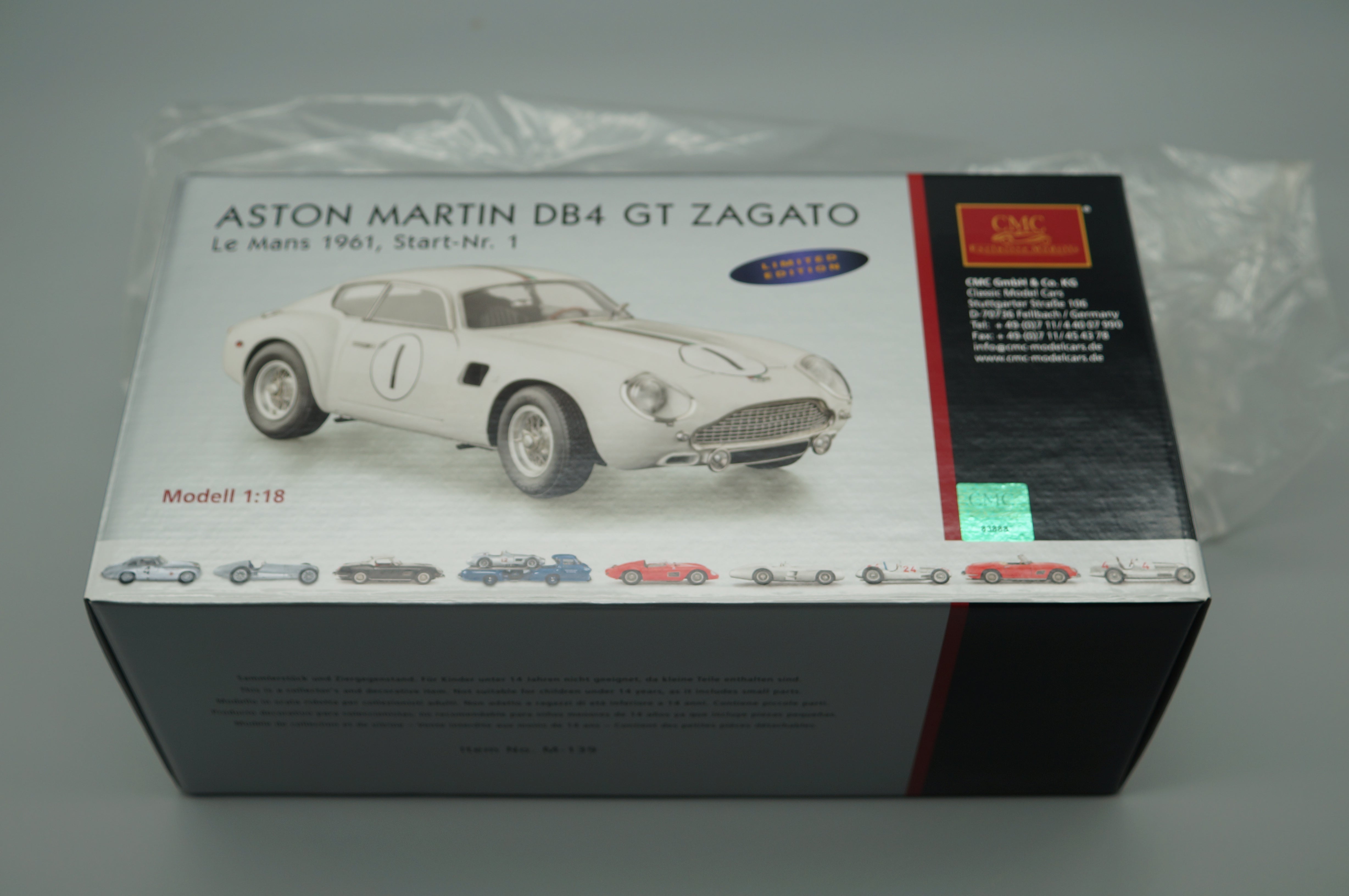 1:18 Aston Martin DB4 GT Zagato start no. 1 Le Mans LE 2500 pcs CMC M-139 - pre-owned