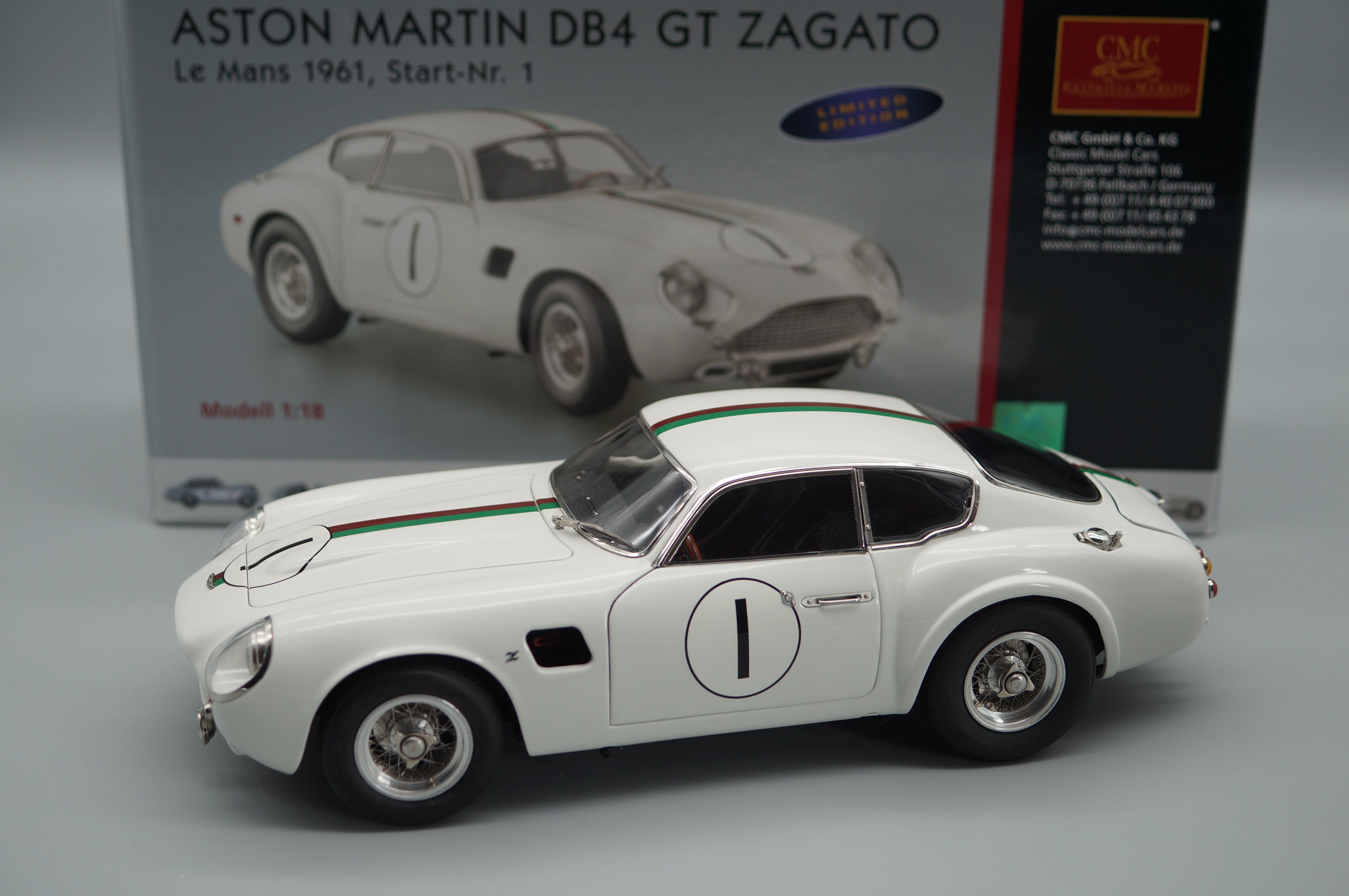 1:18 Aston Martin DB4 GT Zagato start no. 1 Le Mans LE 2500 pcs CMC M-139 - pre-owned