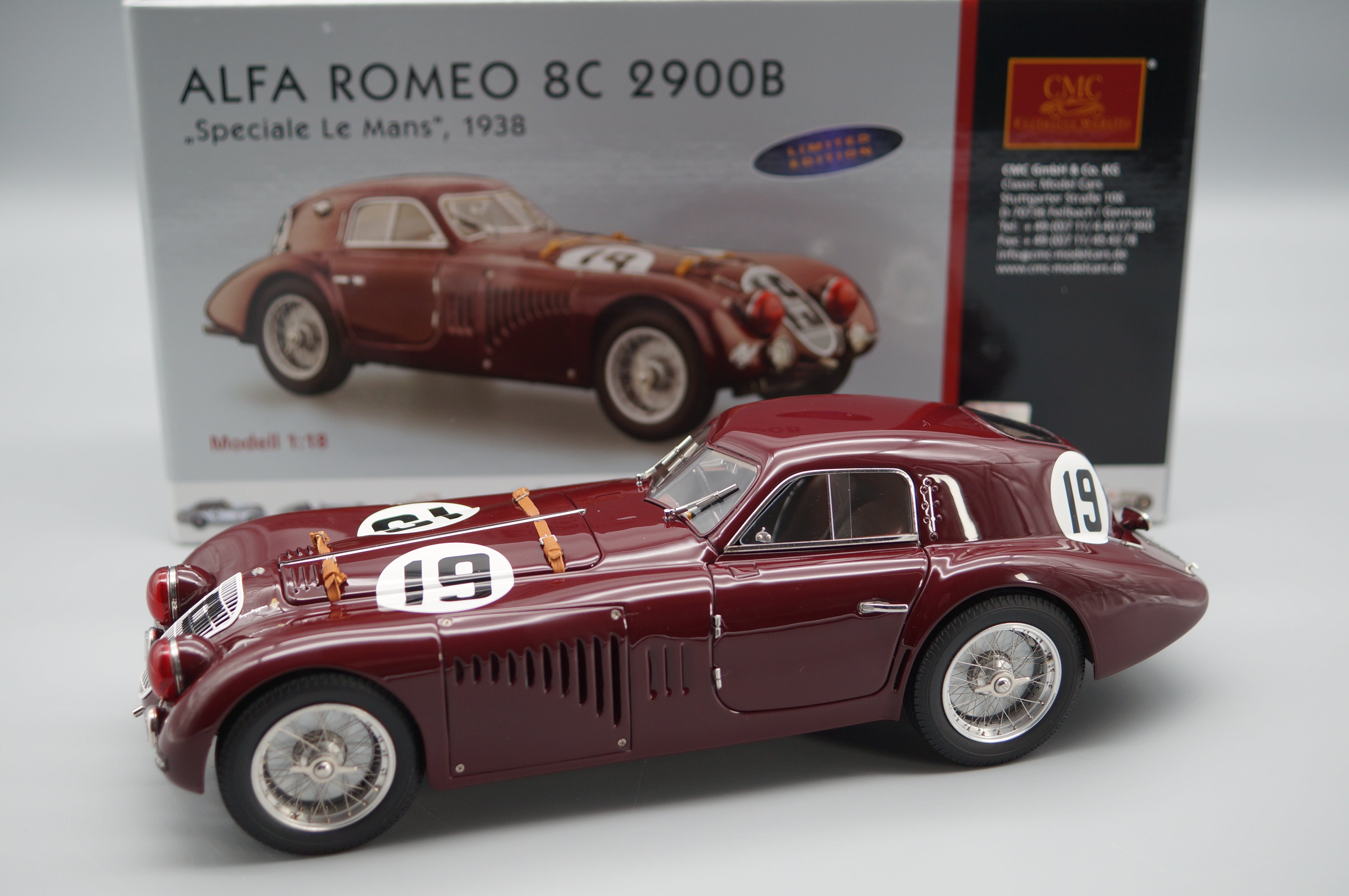1:18 Alfa Romeo 8C 2900B Speciale #19 Le Mans 1938 CMC M-111 -PRE OWNED-