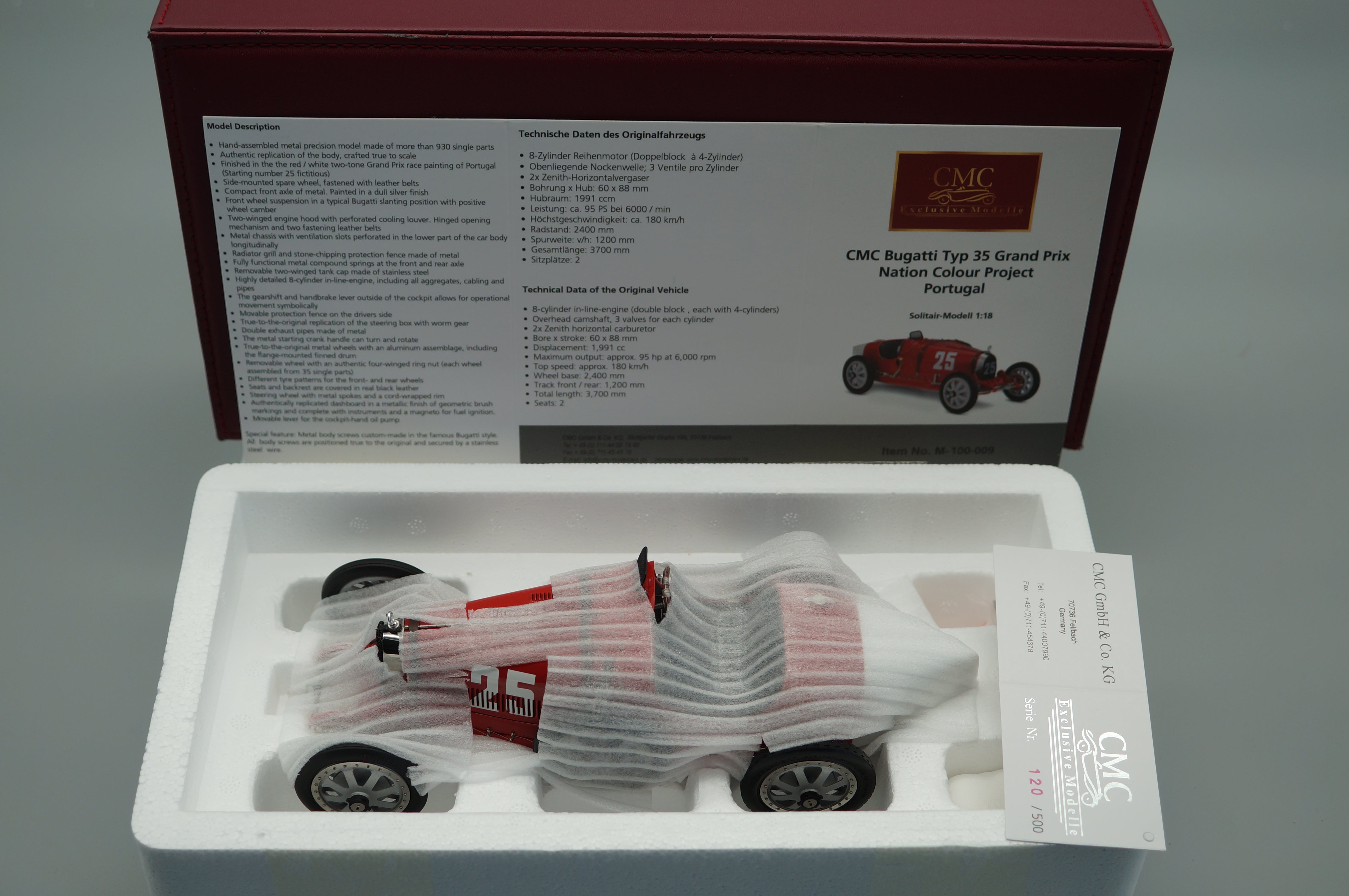 1:18 Bugatti T35 Nation Color Project - Portugal #25 LE 500 St. CMC M-100 009 -pre owned-