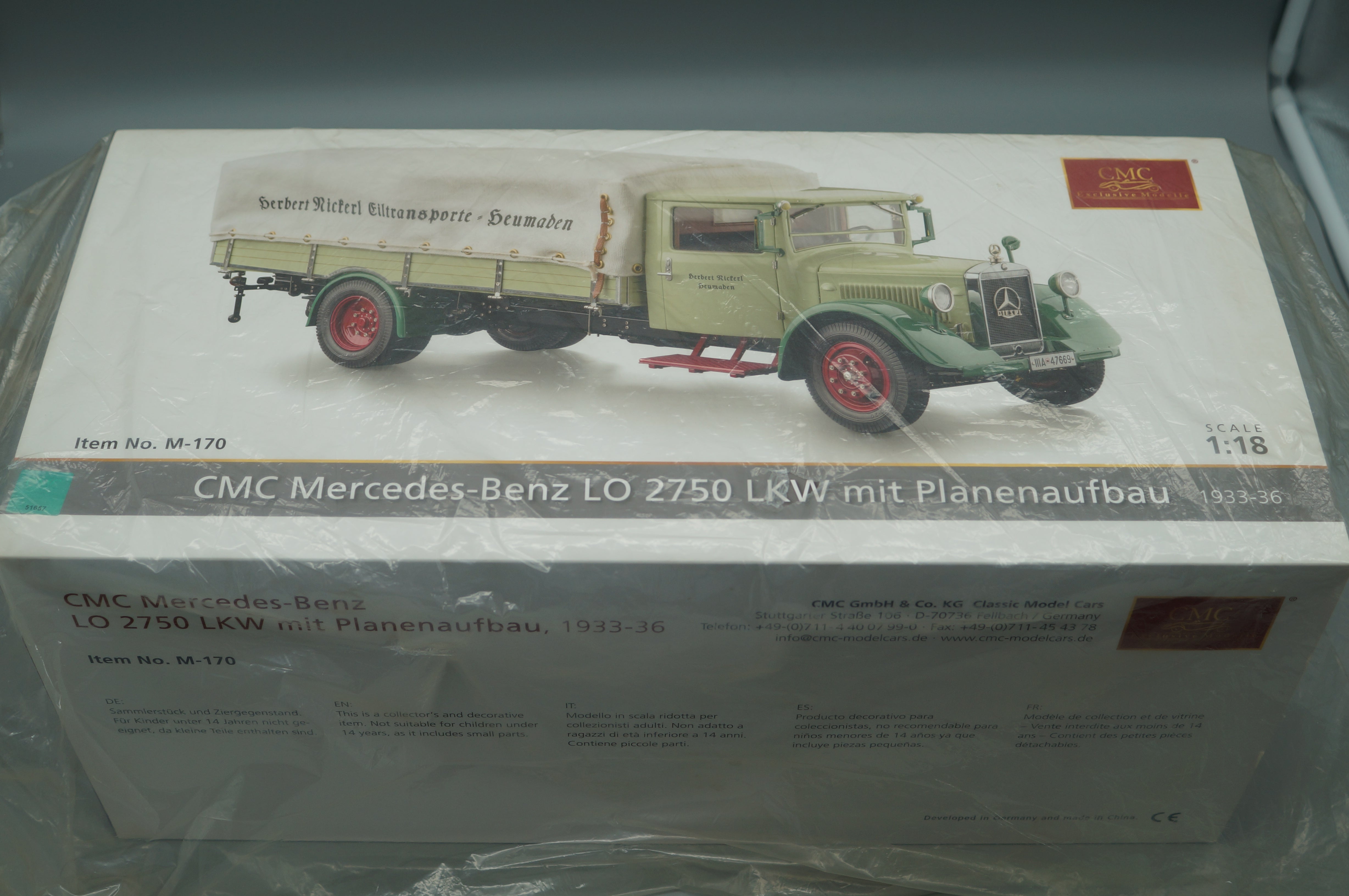 1/18 Mercedes-Benz LKW LO 2750 Pritschenwagen mit Plane CMC M-170 -pre-owned