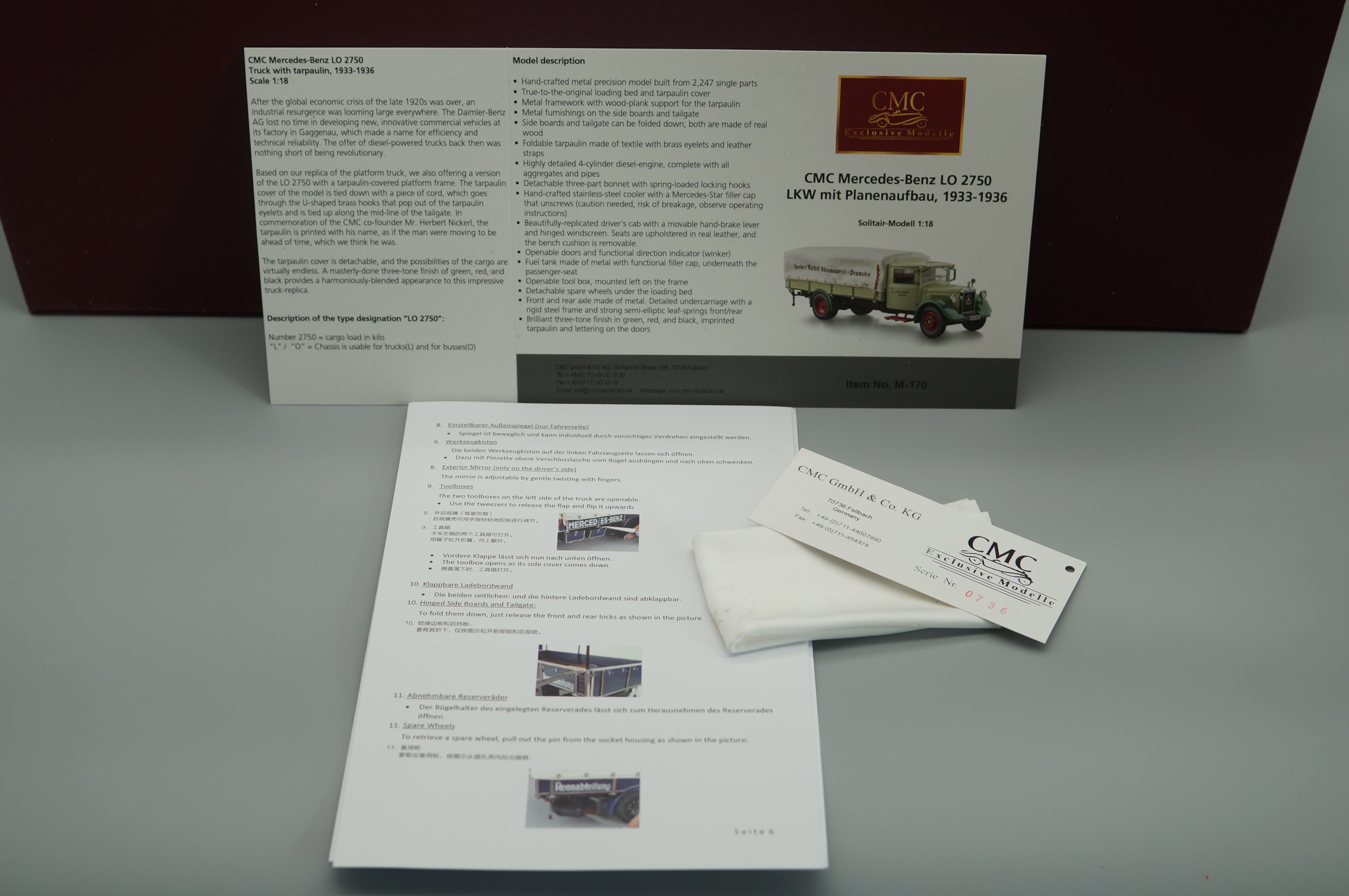 1/18 Mercedes-Benz LKW LO 2750 Pritschenwagen mit Plane CMC M-170 -pre-owned